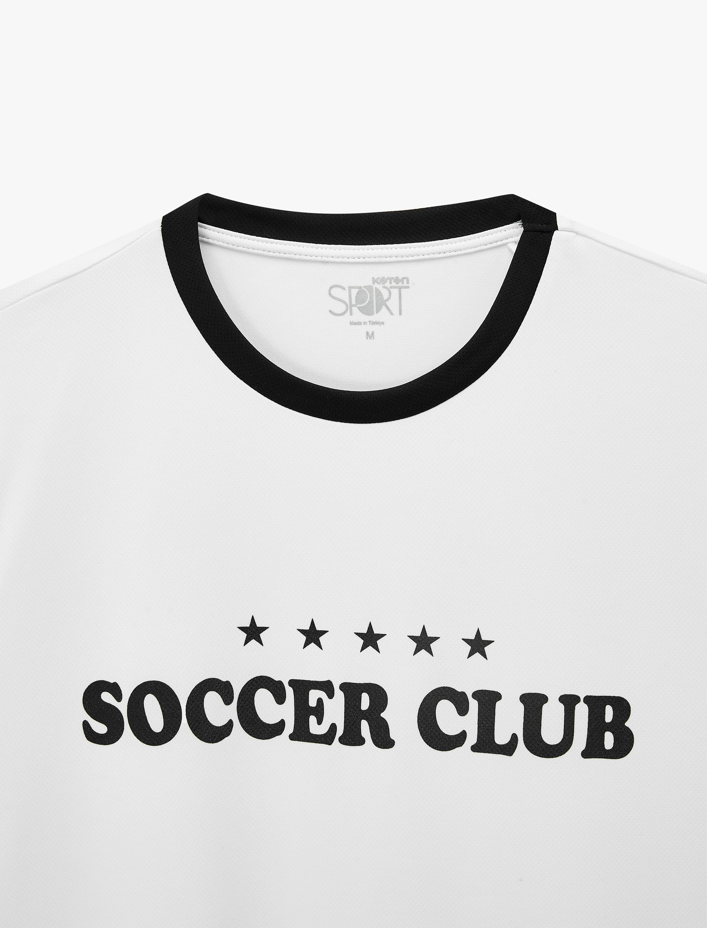   Regular Fit Bisiklet Yaka Renk Kontrastlı Kısa Kollu Baskılı Spor Tişört
