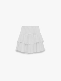 Gipeli Viskon Crinkle Katlı Mini Etek