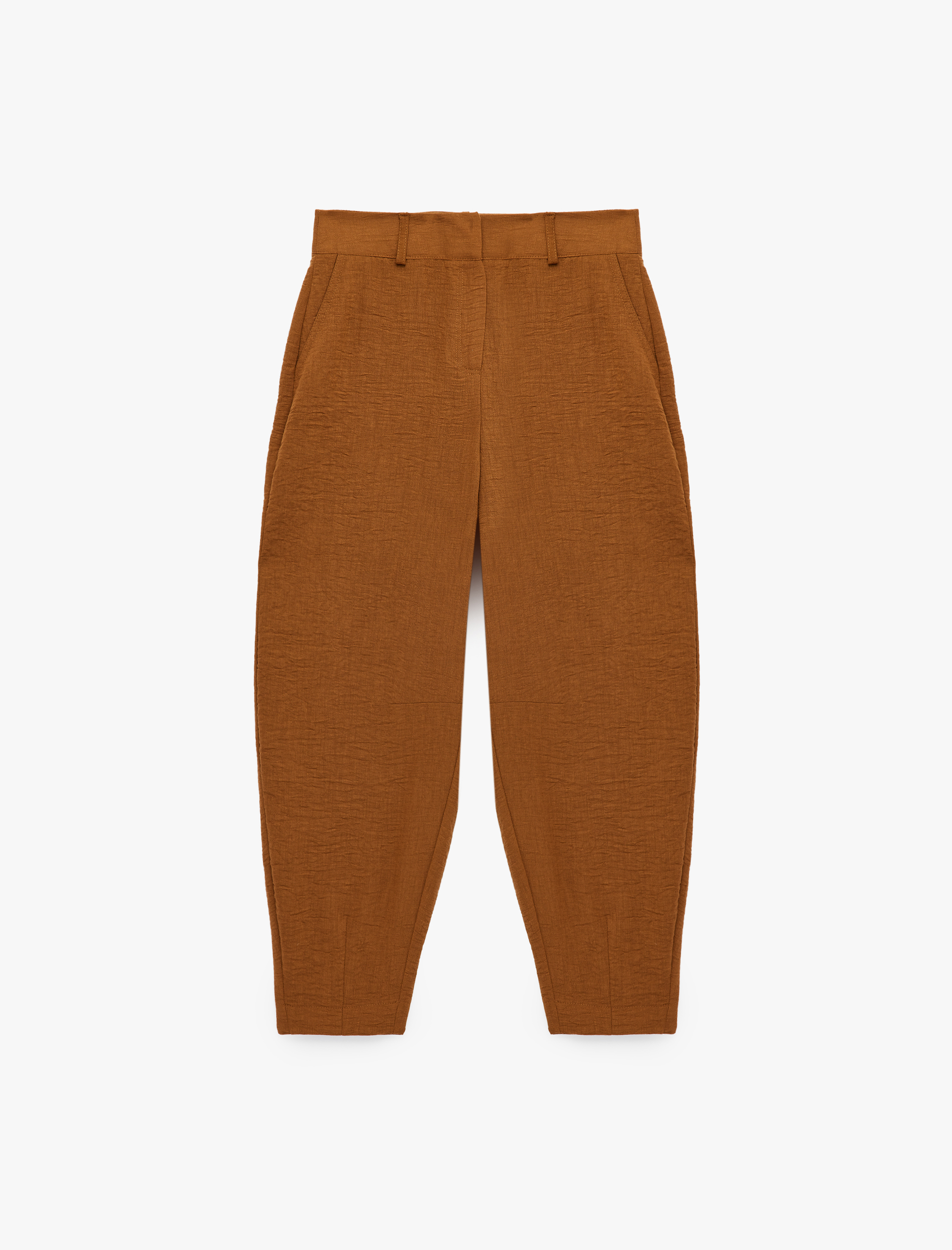   Keten Görünümlü Cepli  Barrel Fit Pantolon