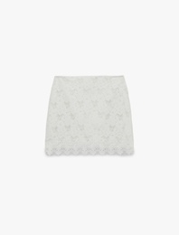 Koton X Melis Ağazat - Slim Fit Mikro Mini Dantel Etek
