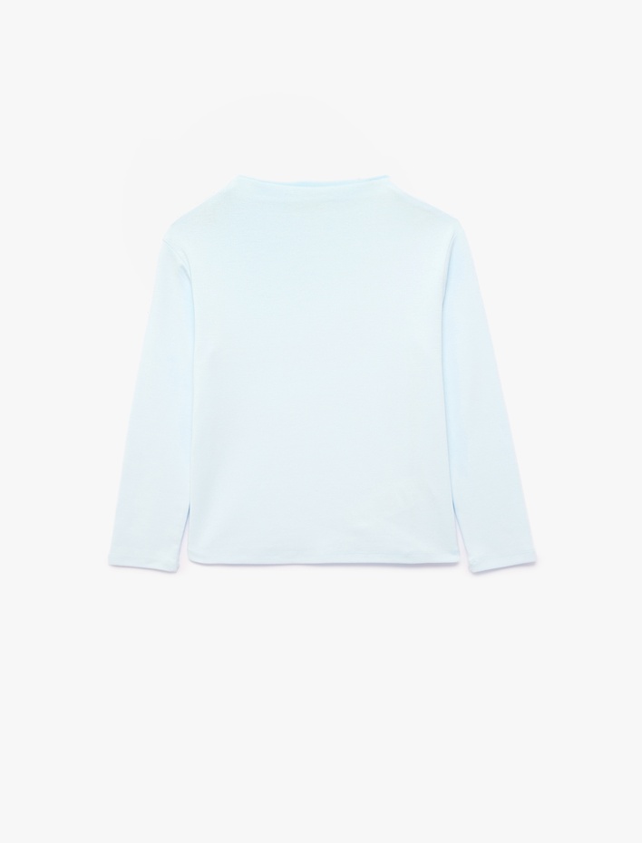 Kız Çocuk Dik Yaka Modal Karışımlı Uzun Kollu Slim Fit Tişört