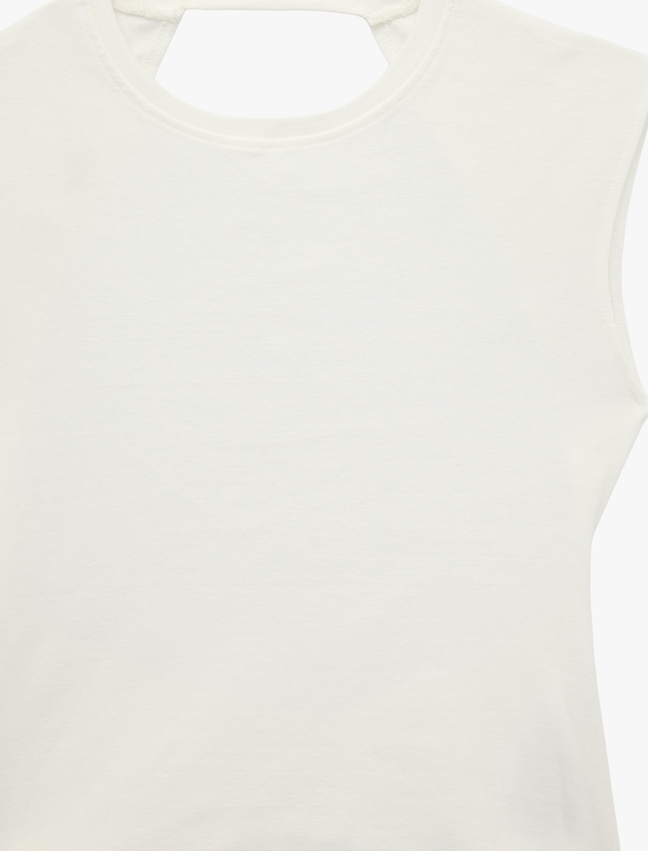   Pamuklu Slim Fit Bisiklet Yaka Kolsuz Sırt Detaylı Bluz