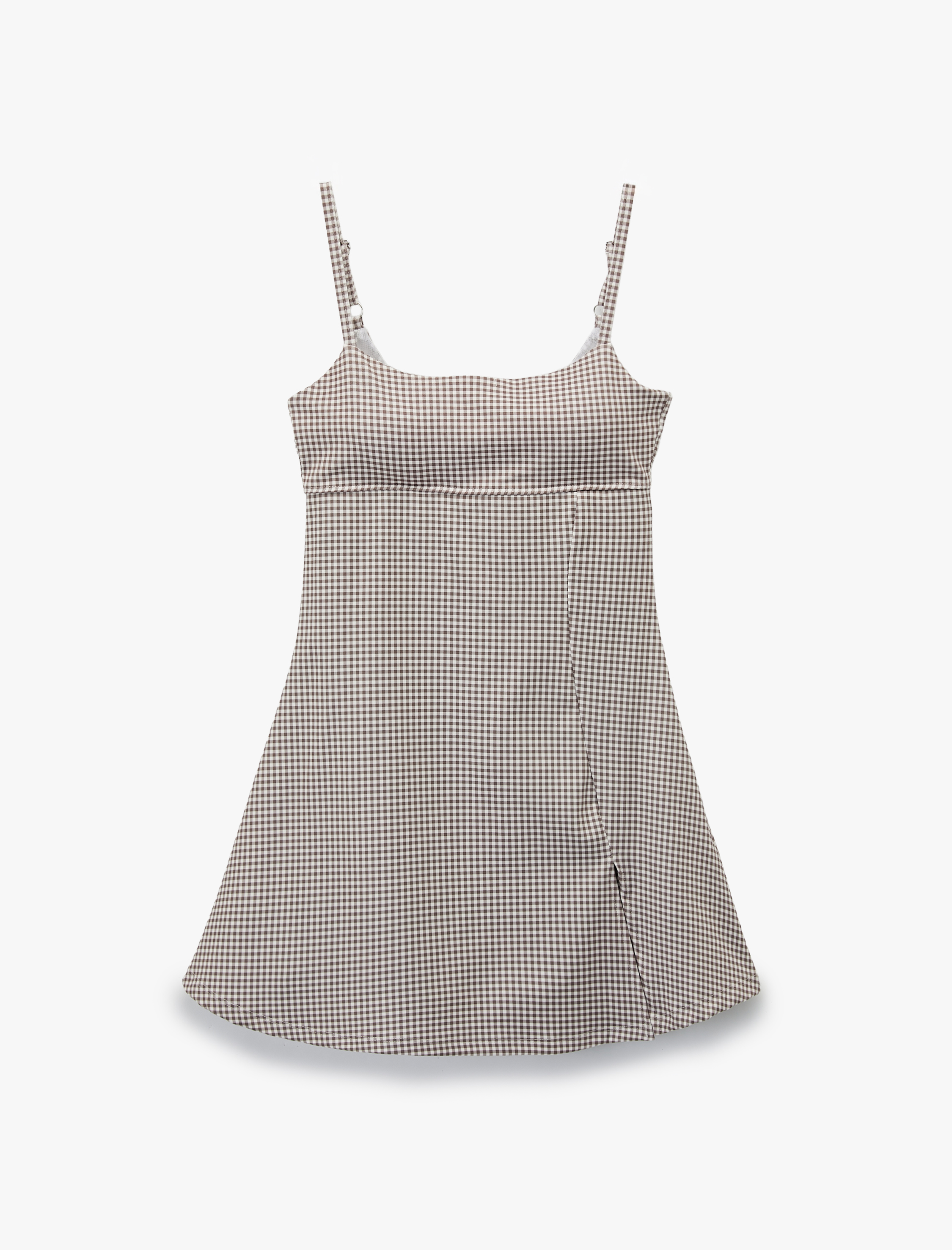   Slim Fit İp Askılı Pencere Detaylı Mini Spor Elbise