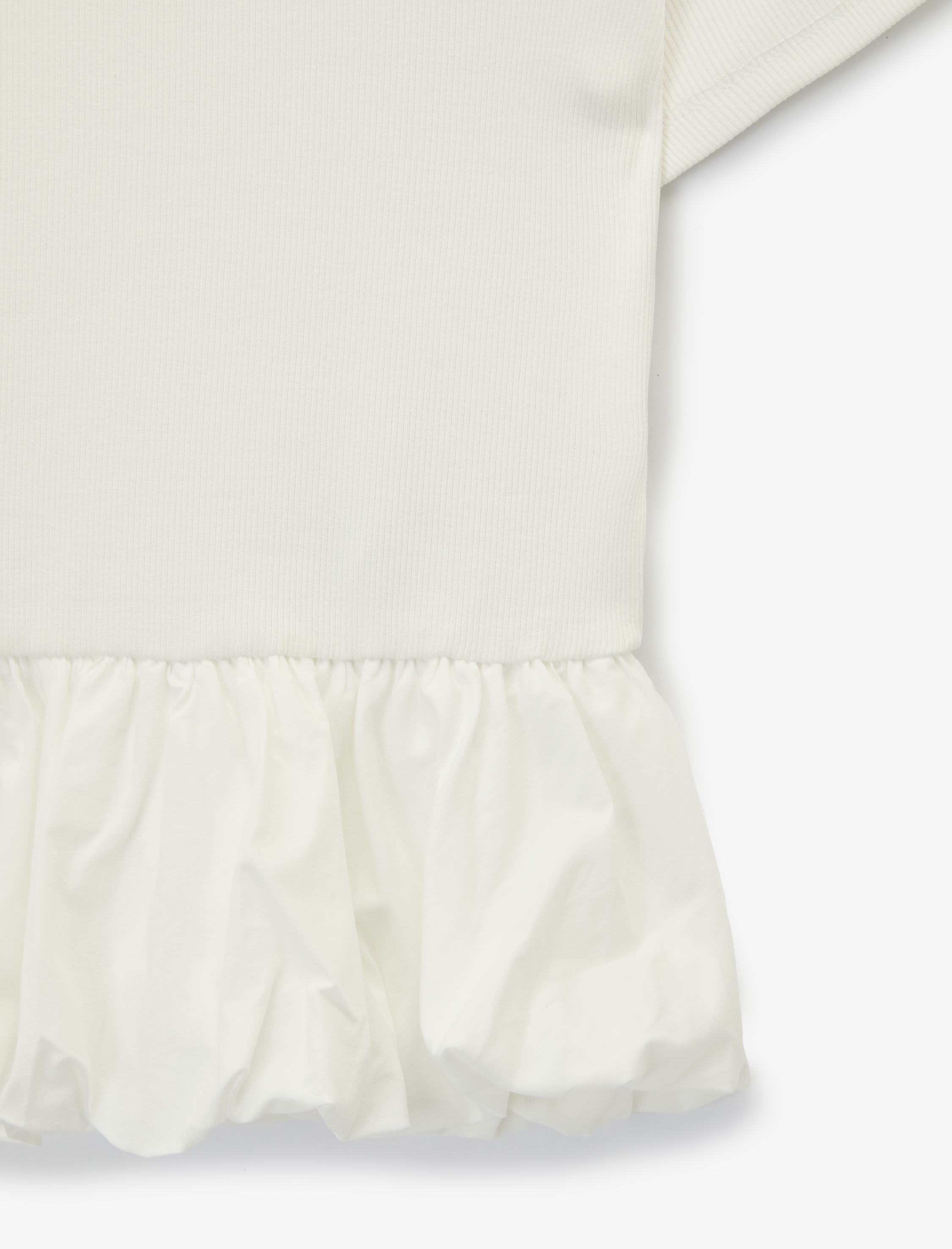   Slim Fit Kısa Kollu Bisiklet Yaka Balon Peplum Tişört