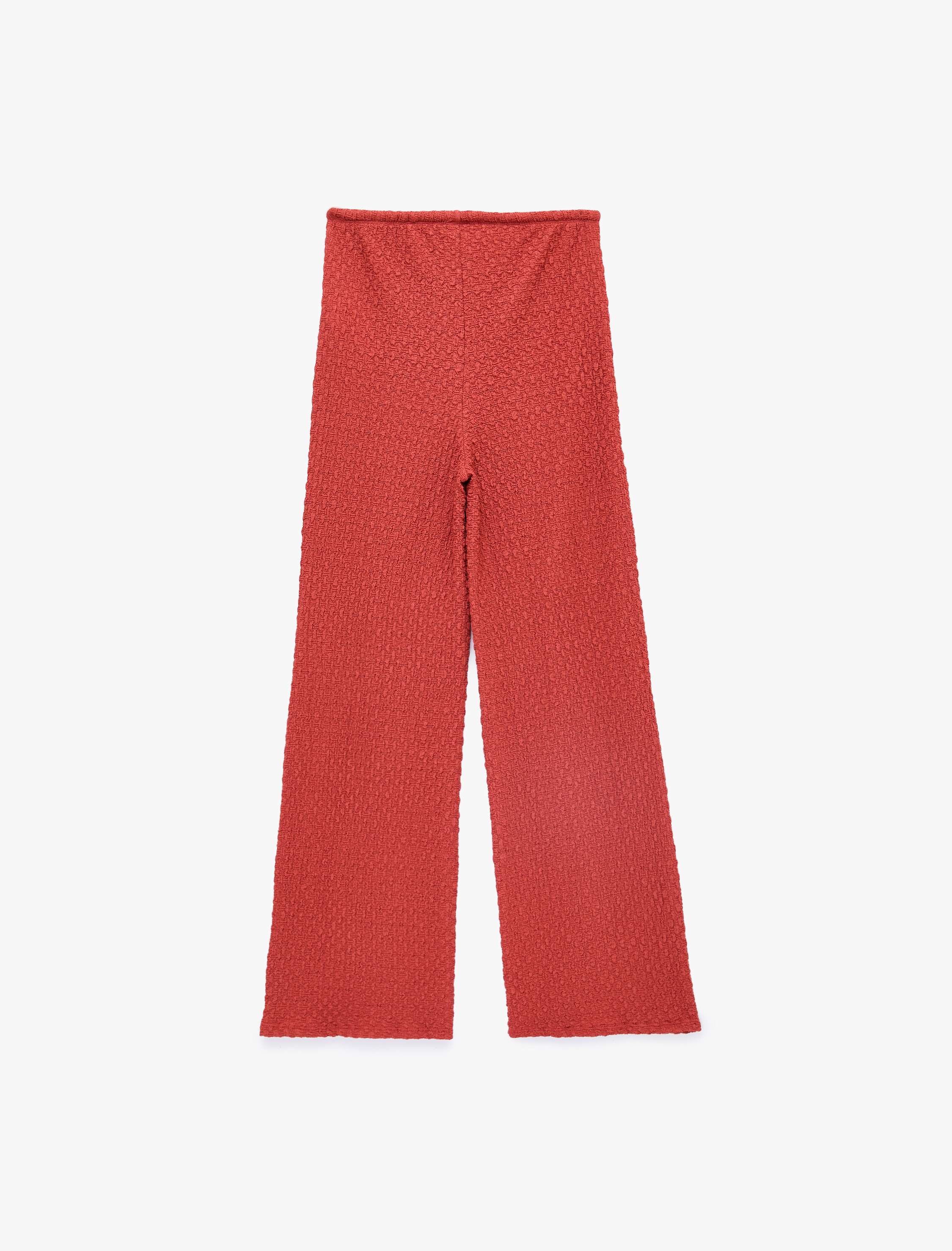   Koton X Melis Ağazat - Bürümcük Kumaş Beli Bağcıklı Düz Bol Paça Pantolon