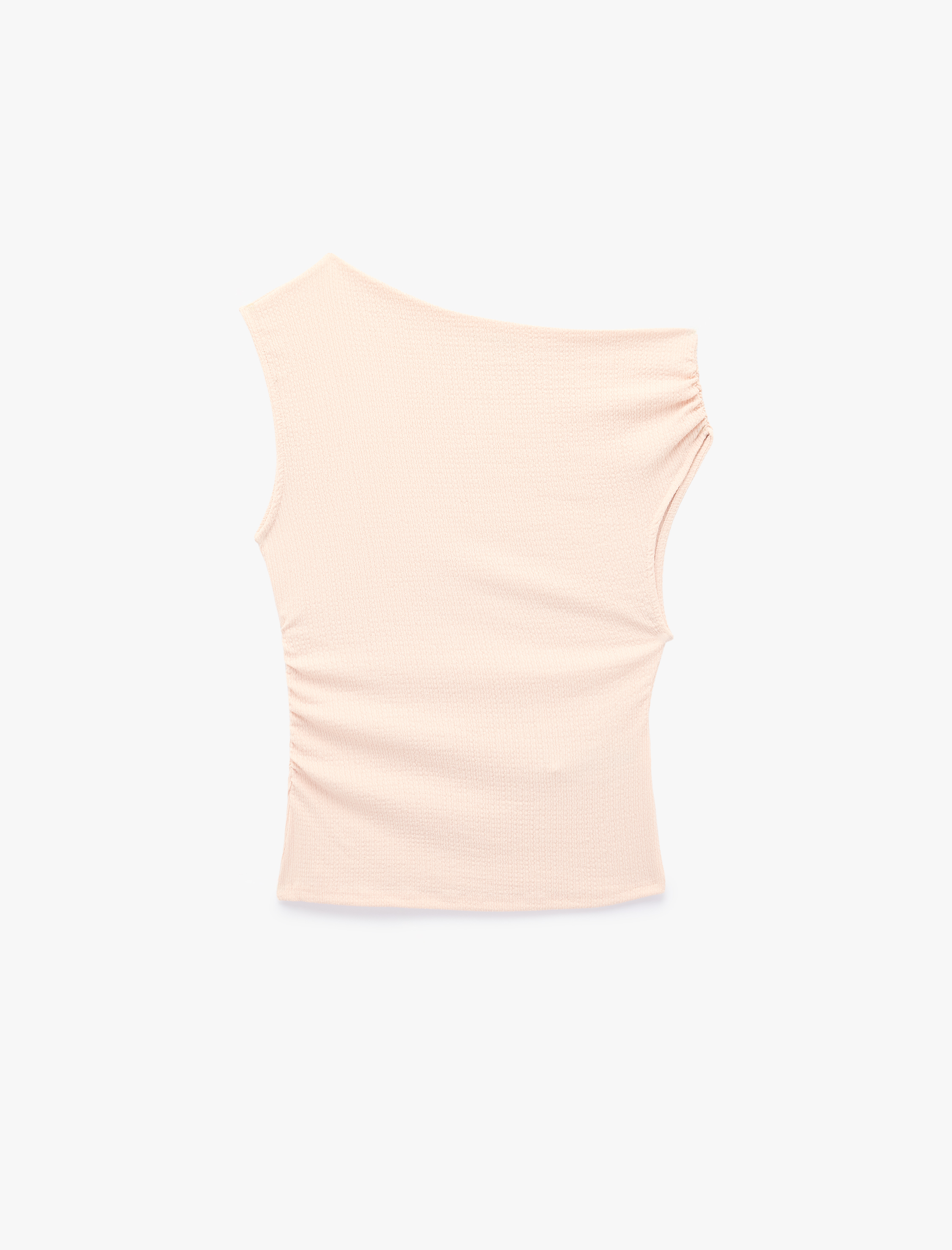   Slim Fit Asimetrik Yaka Kolsuz Drapeli Bluz