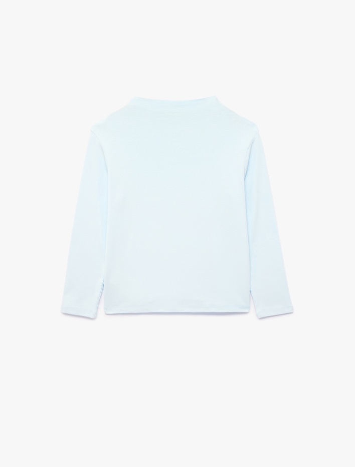 Kız Çocuk Dik Yaka Modal Karışımlı Uzun Kollu Slim Fit Tişört