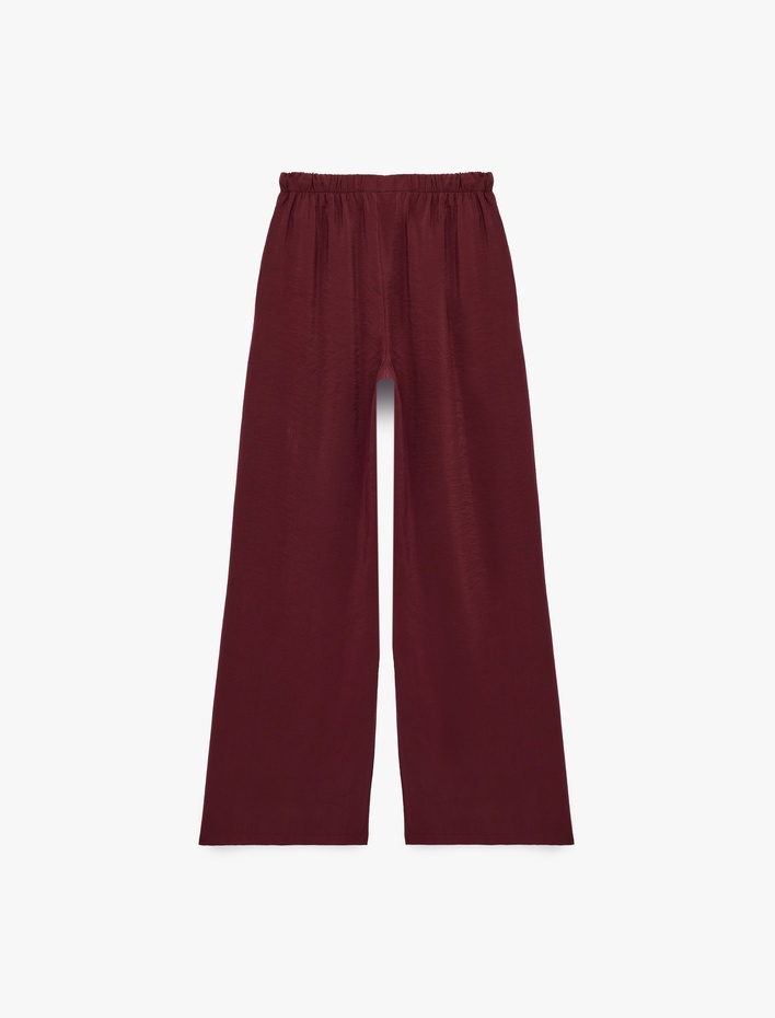  Modal Kumaş Rahat Kalıp Beli Lastikli Bağcıklı Geniş Paça Pantolon