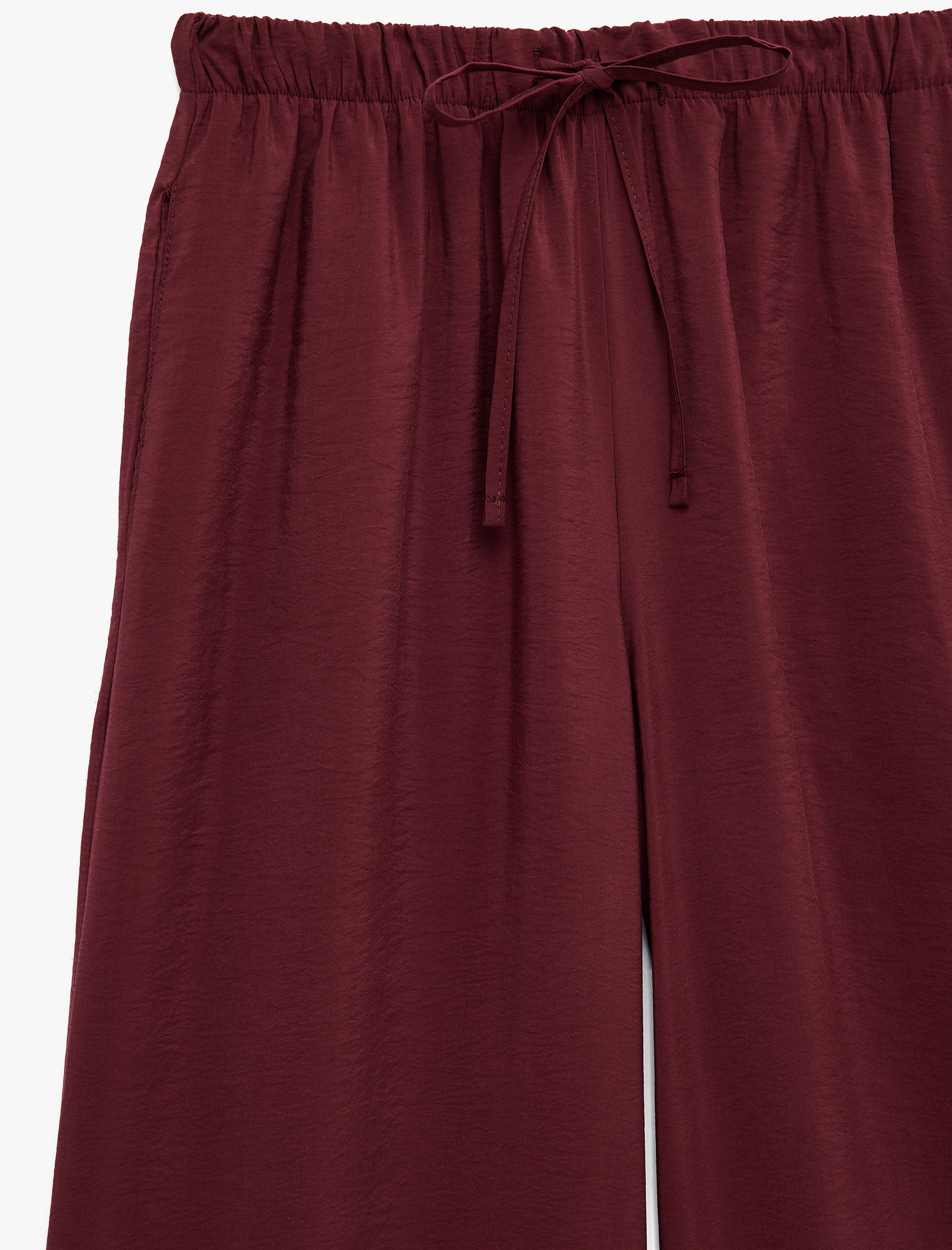   Modal Kumaş Rahat Kalıp Beli Lastikli Bağcıklı Geniş Paça Pantolon