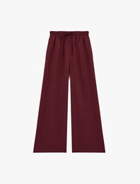 Modal Kumaş Rahat Kalıp Beli Lastikli Bağcıklı Geniş Paça Pantolon