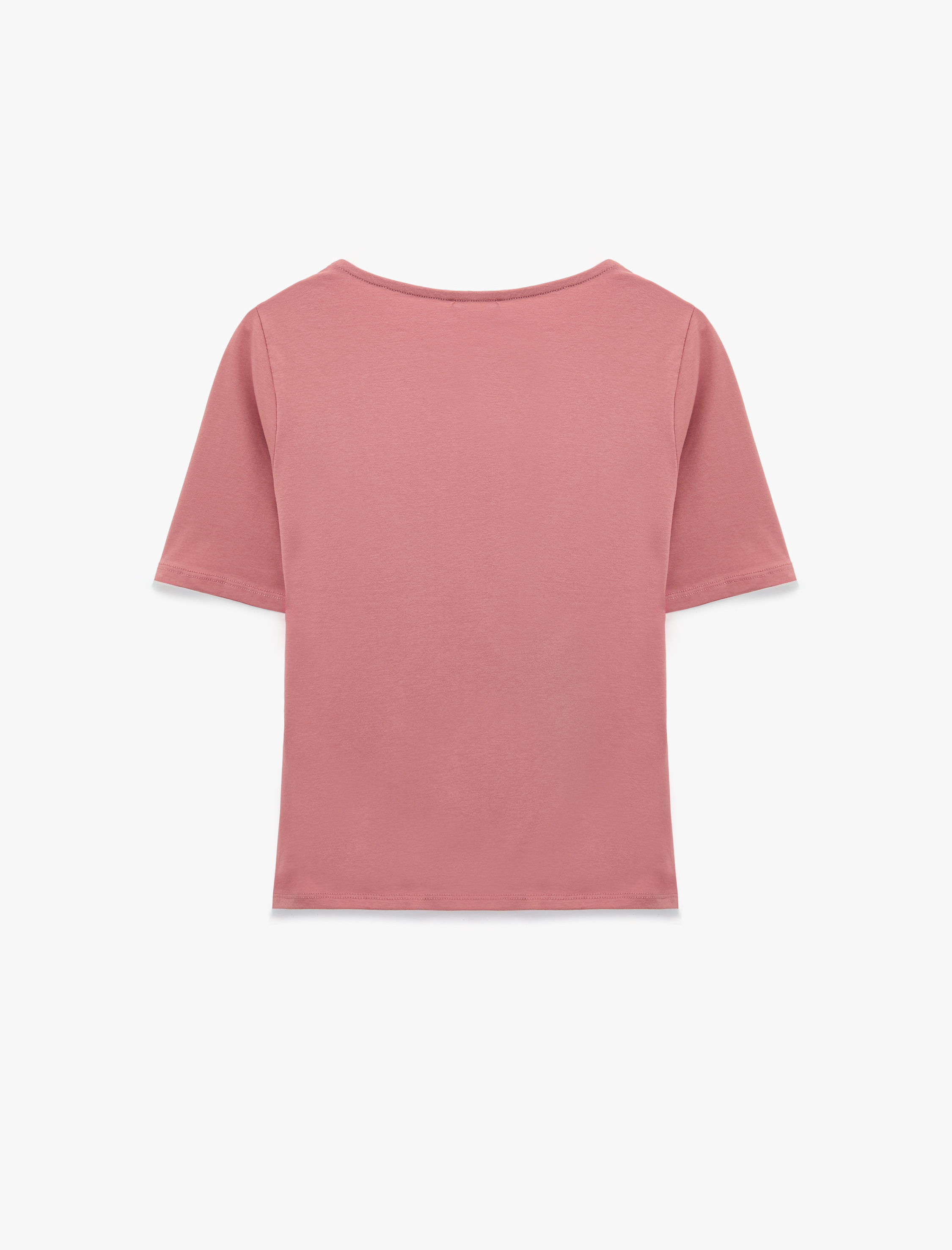   Pamuklu Slim Fit Kısa Kollu Kare Yaka Tişört