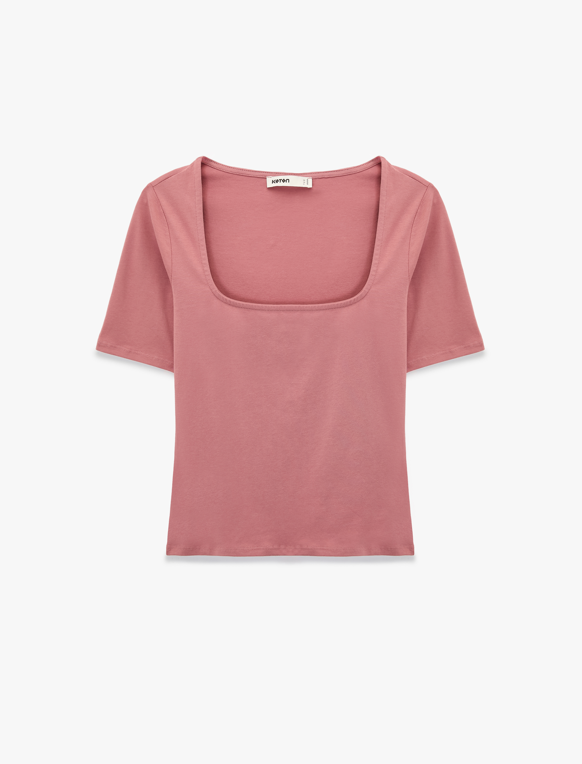   Pamuklu Slim Fit Kısa Kollu Kare Yaka Tişört