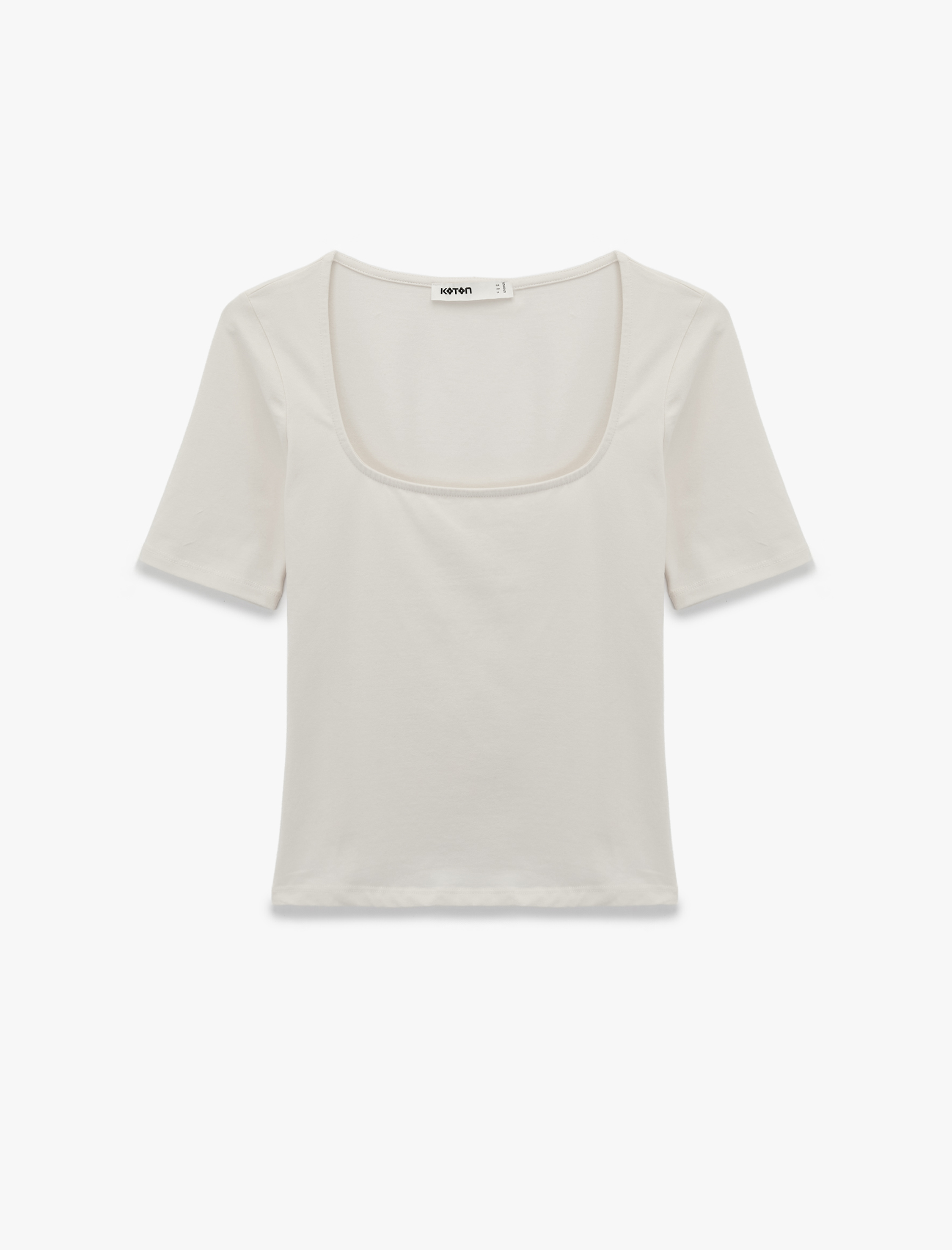   Pamuklu Slim Fit Kısa Kollu Kare Yaka Tişört