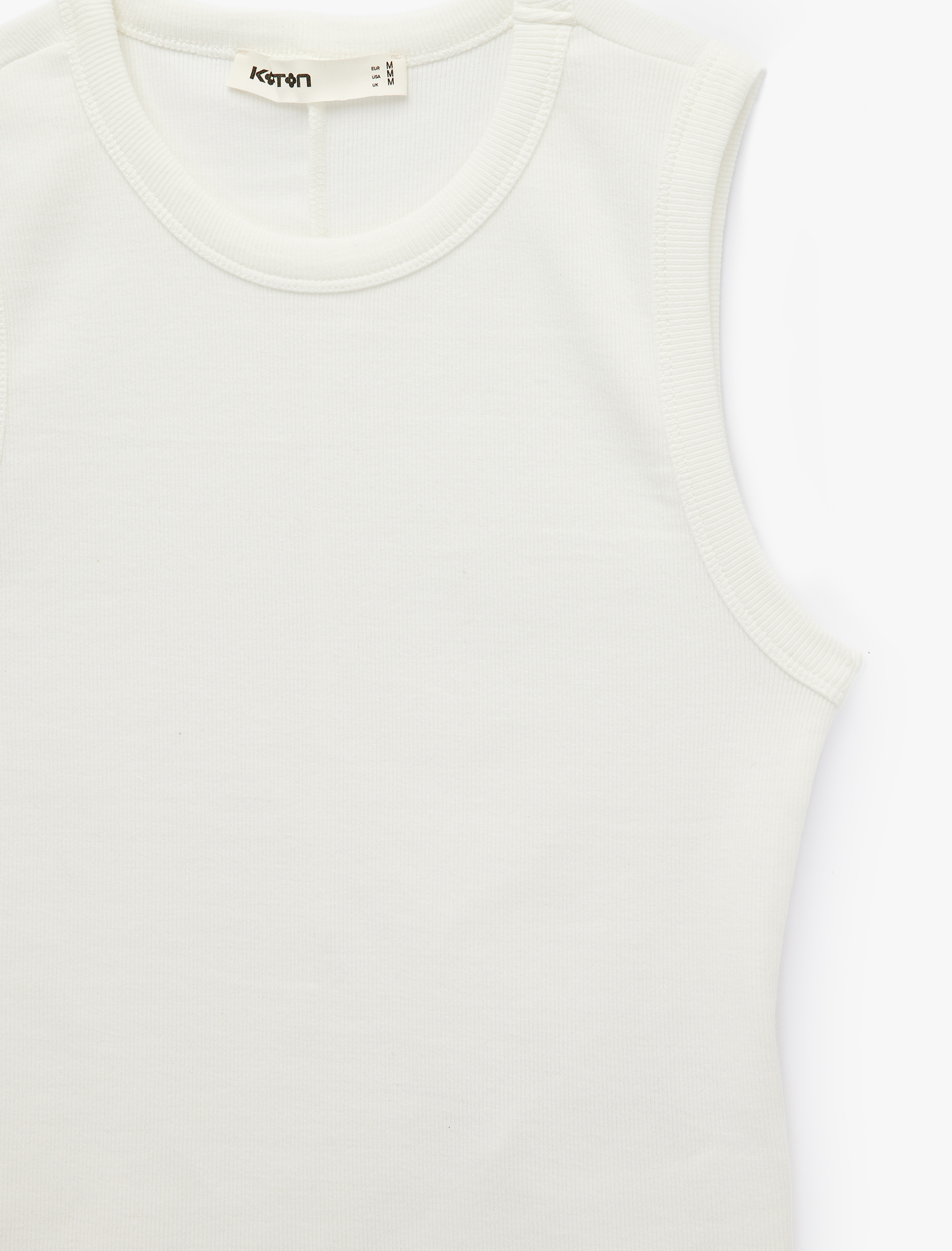   Pamuklu Kaşkorse Slim Fit Kolsuz Bisiklet Yaka Fitilli Atlet