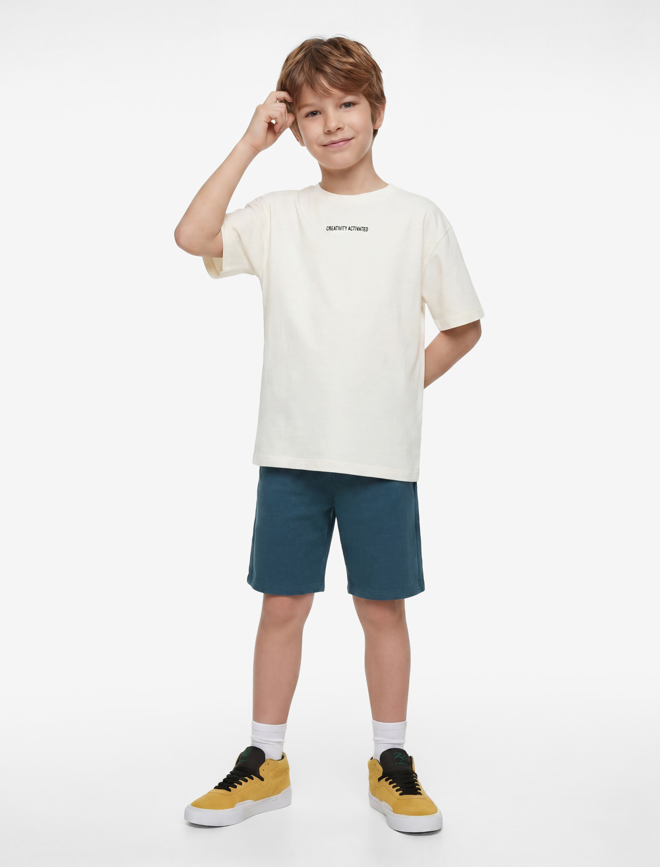  Erkek Çocuk Beli Bağcıklı Dokulu Basic Şort