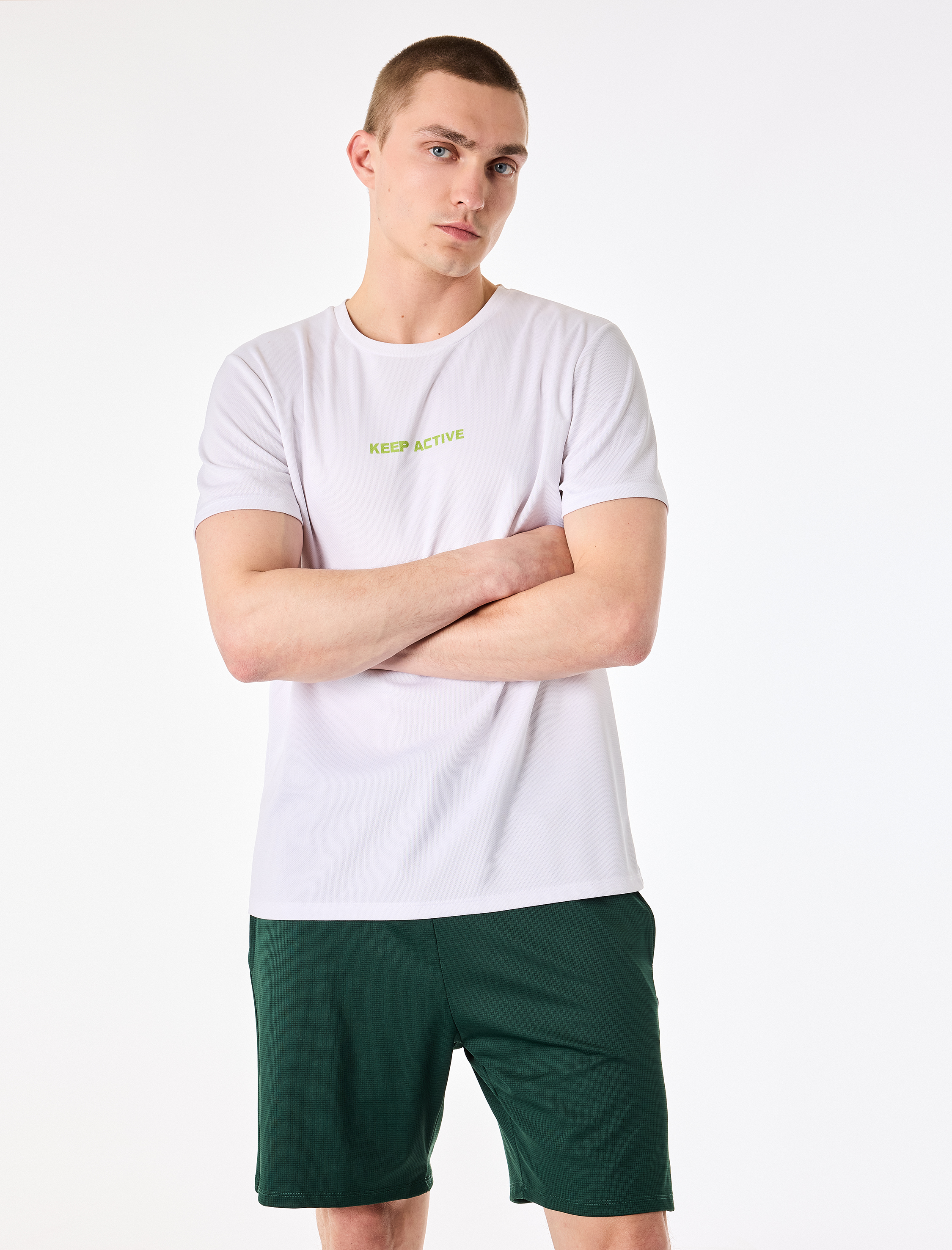   Straight Fit Dokulu Cepli Beli Bağcıklı Spor Şort
