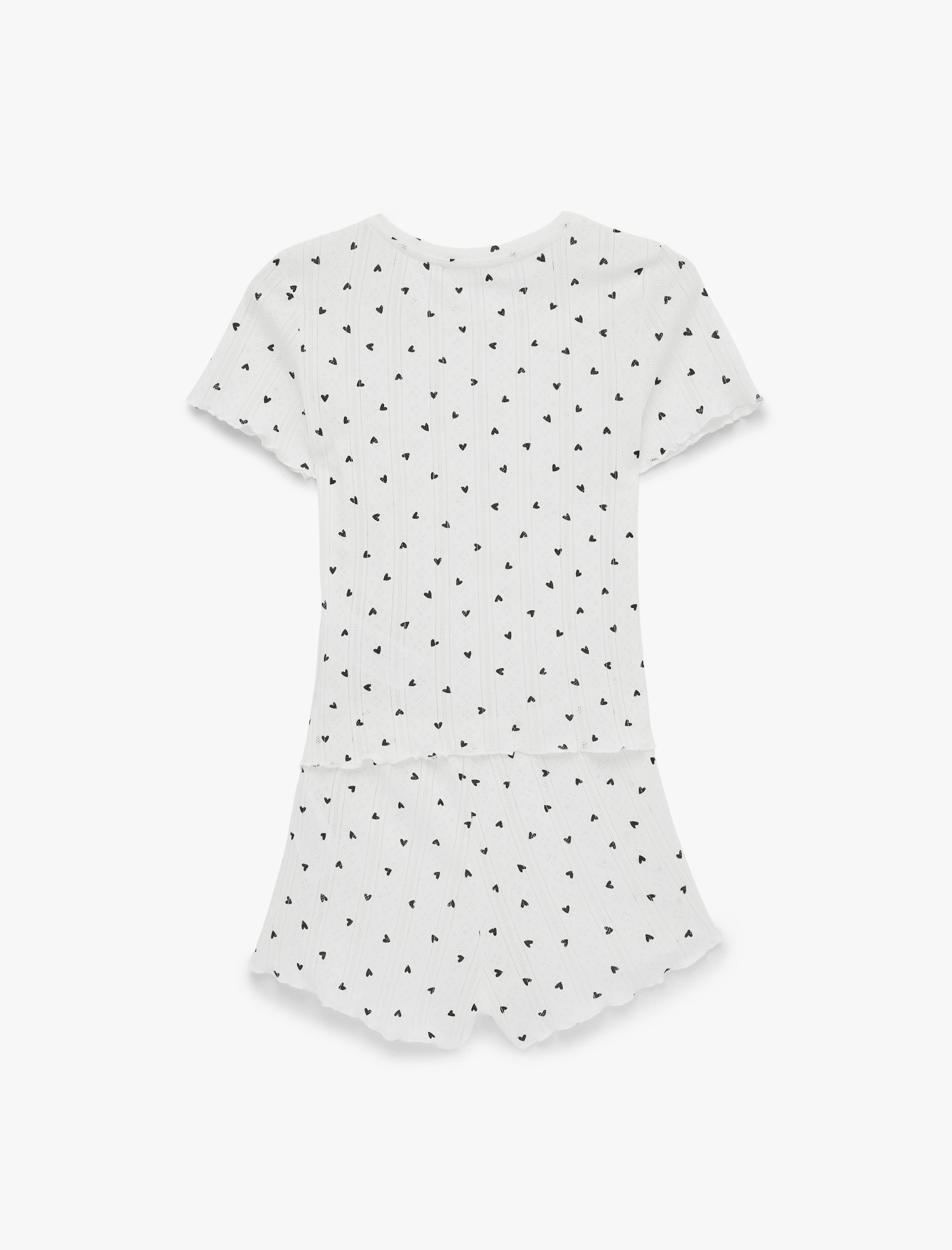   Pamuklu Kısa Kollu Bisiklet Yaka Şortlu Pijama Takımı