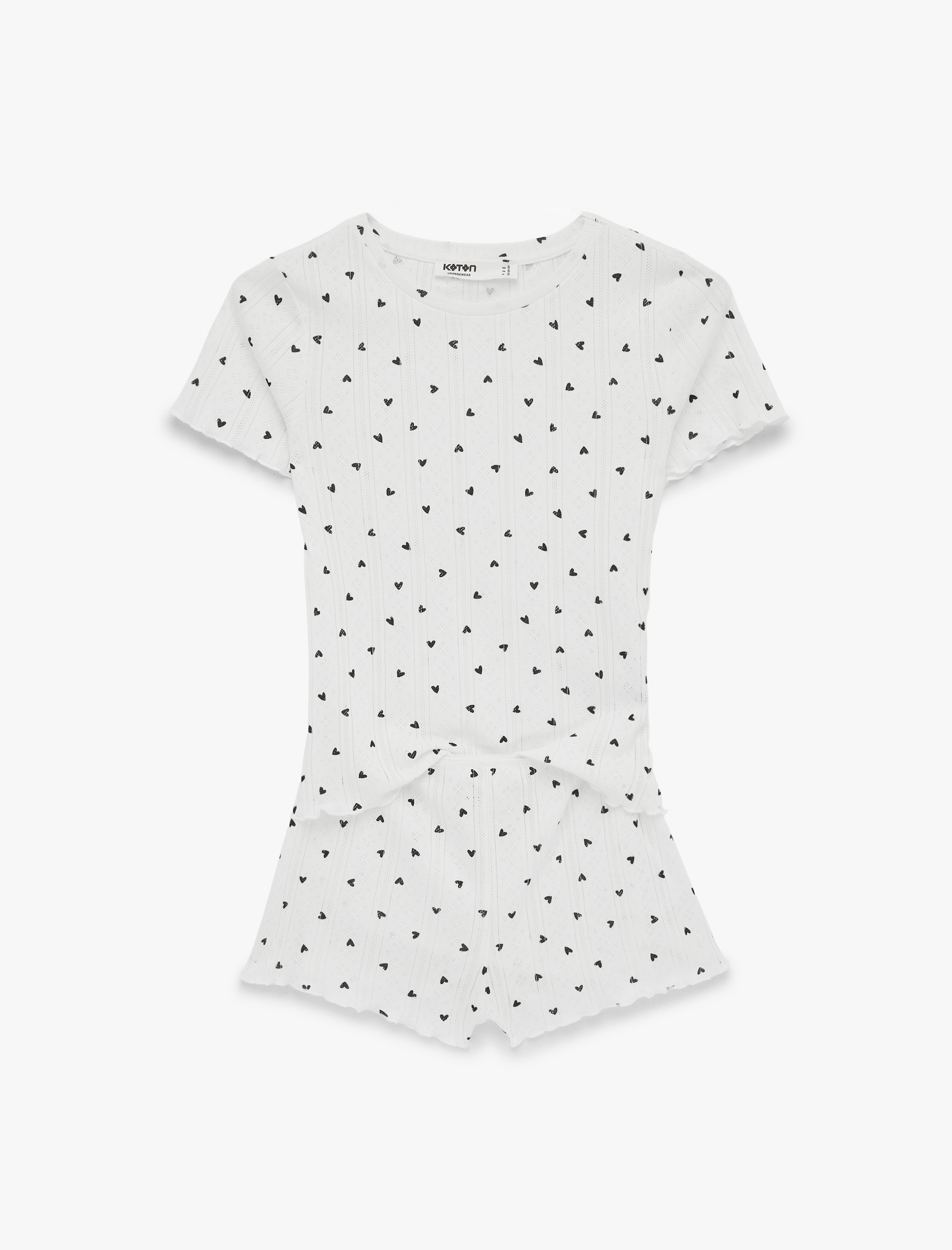   Pamuklu Kısa Kollu Bisiklet Yaka Şortlu Pijama Takımı