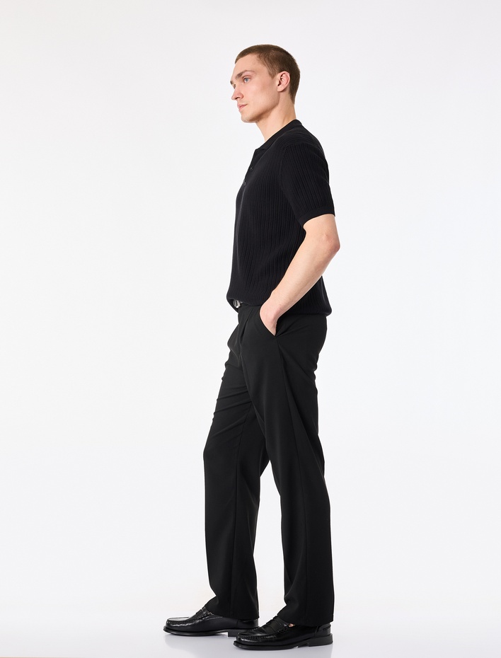  Regular Fit Viskon Karışımlı Cepli Pileli Chino Pantolon