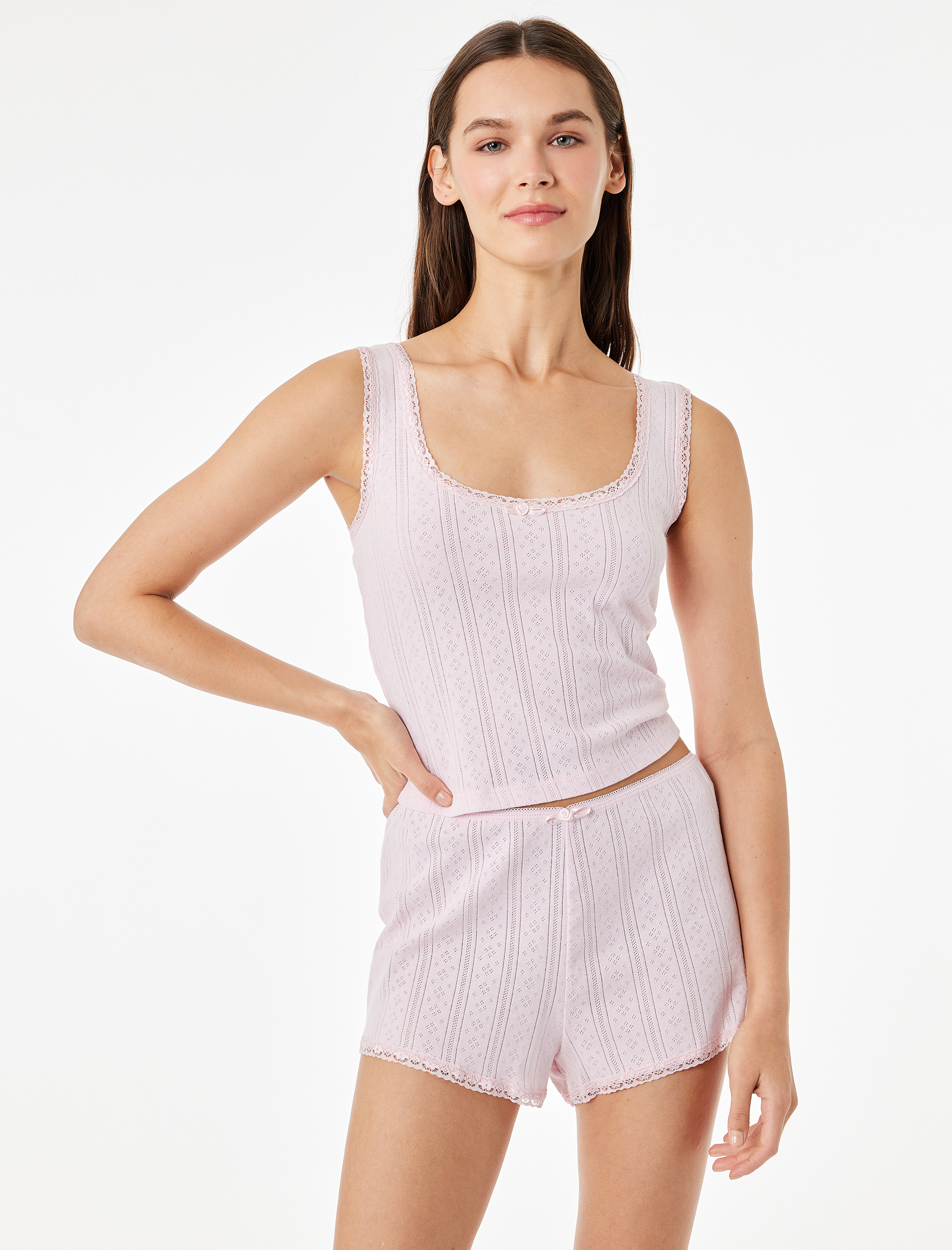   Pamuklu Askılı Şortlu Pijama Takımı