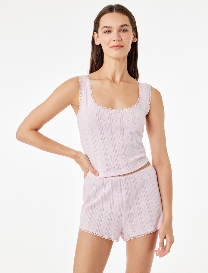  Pamuklu Askılı Şortlu Pijama Takımı