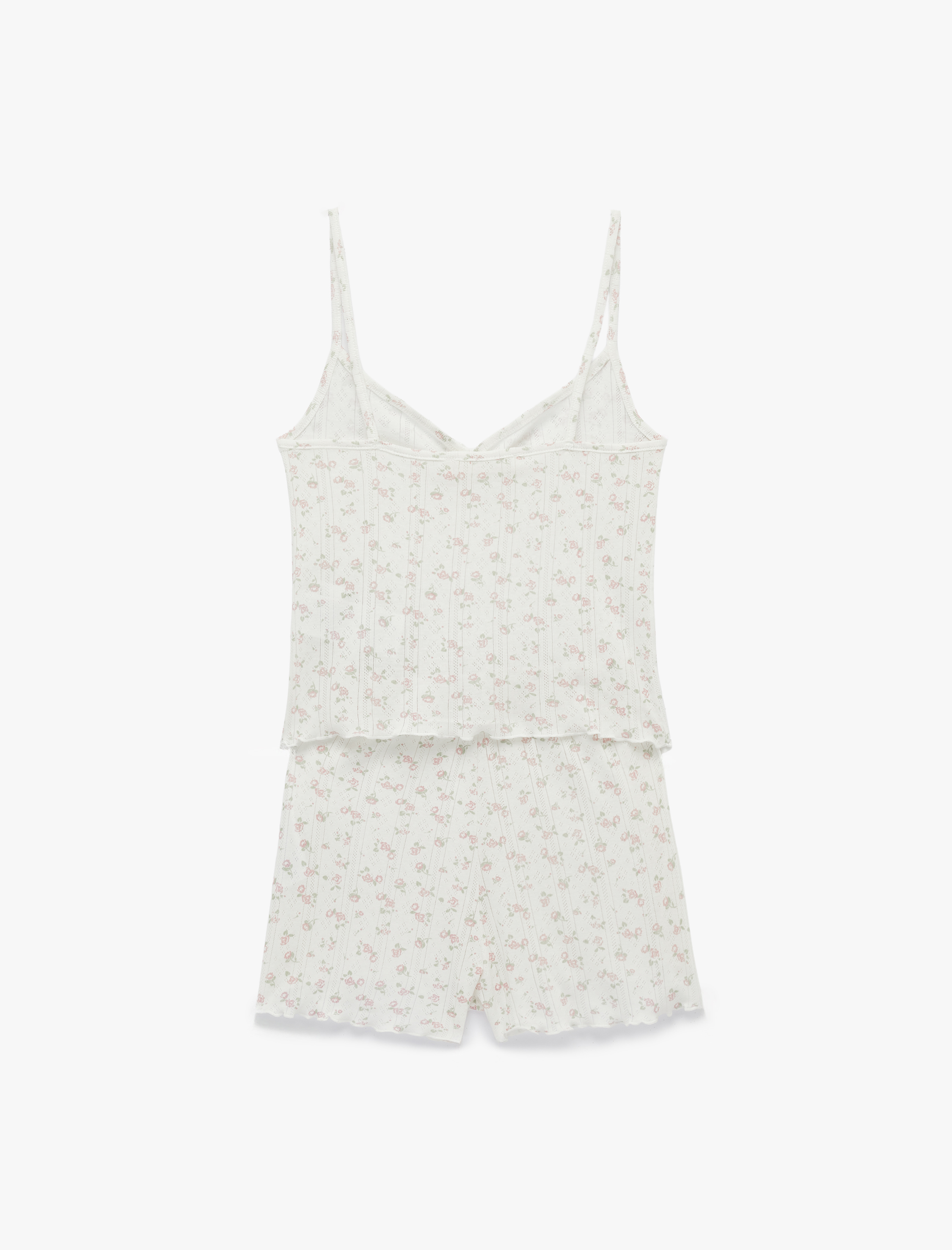  Desenli İnce Askılı Şortlu Pijama Takımı