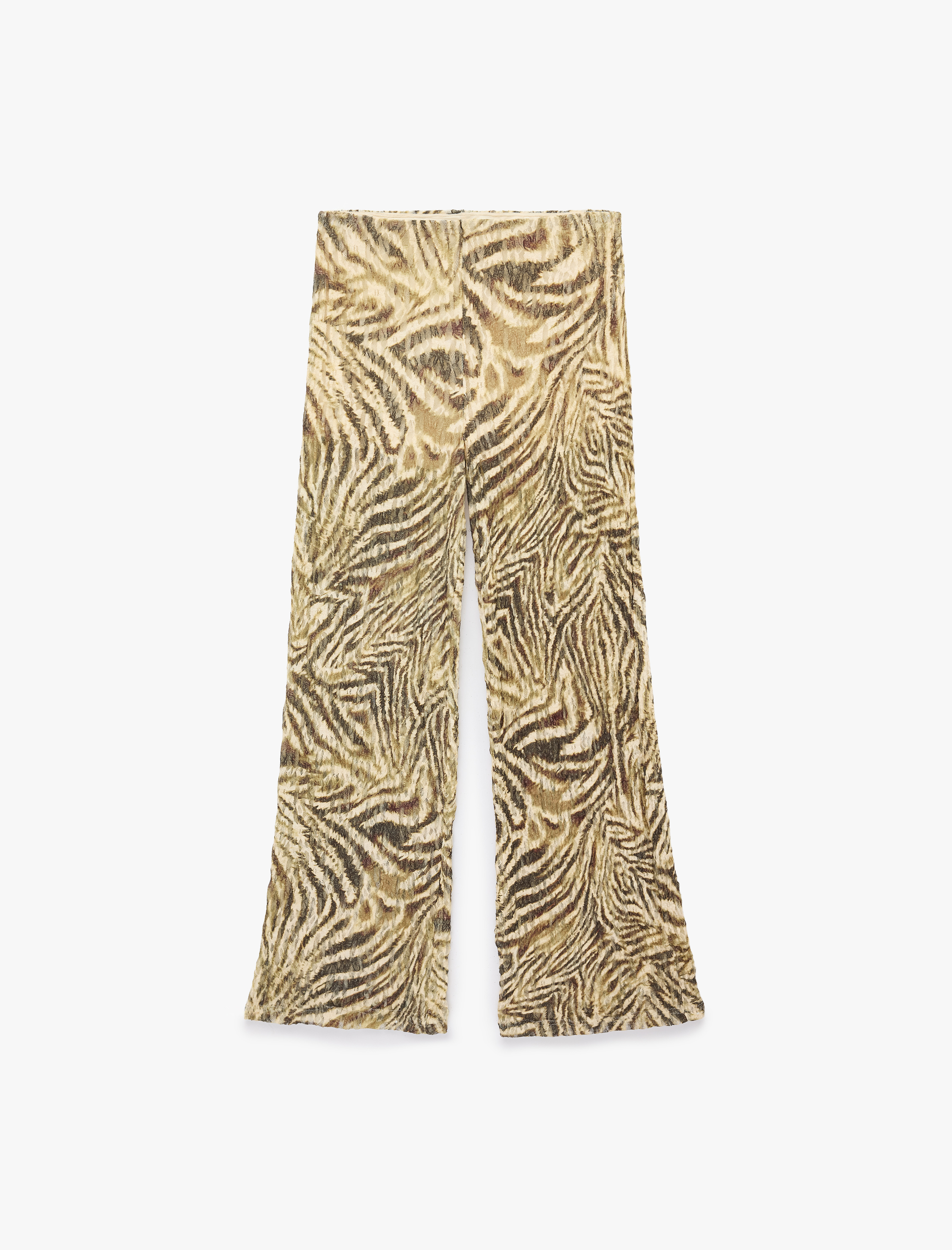   Rahat Kalıp Zebra Desenli Dantel Pantolon