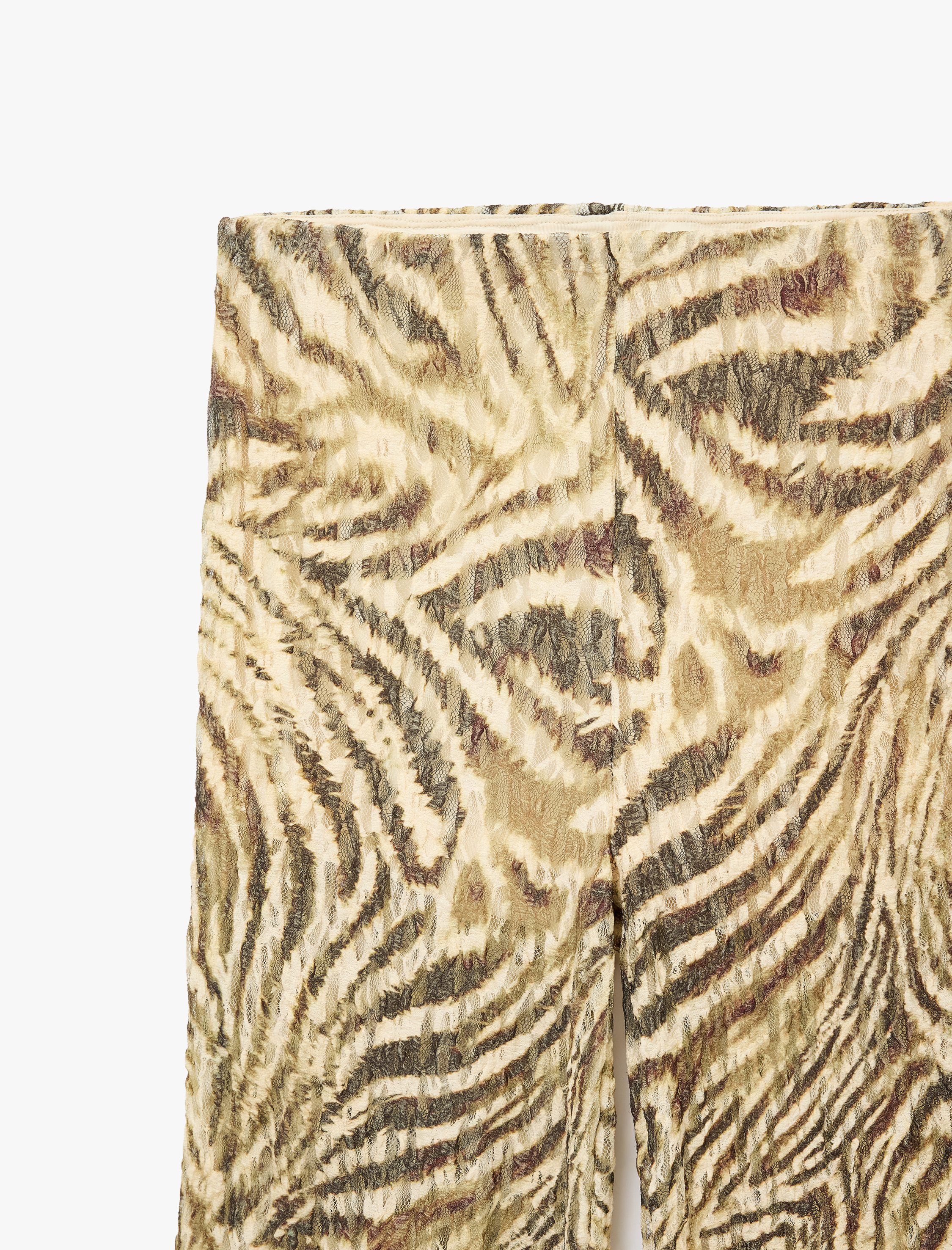   Rahat Kalıp Zebra Desenli Dantel Pantolon