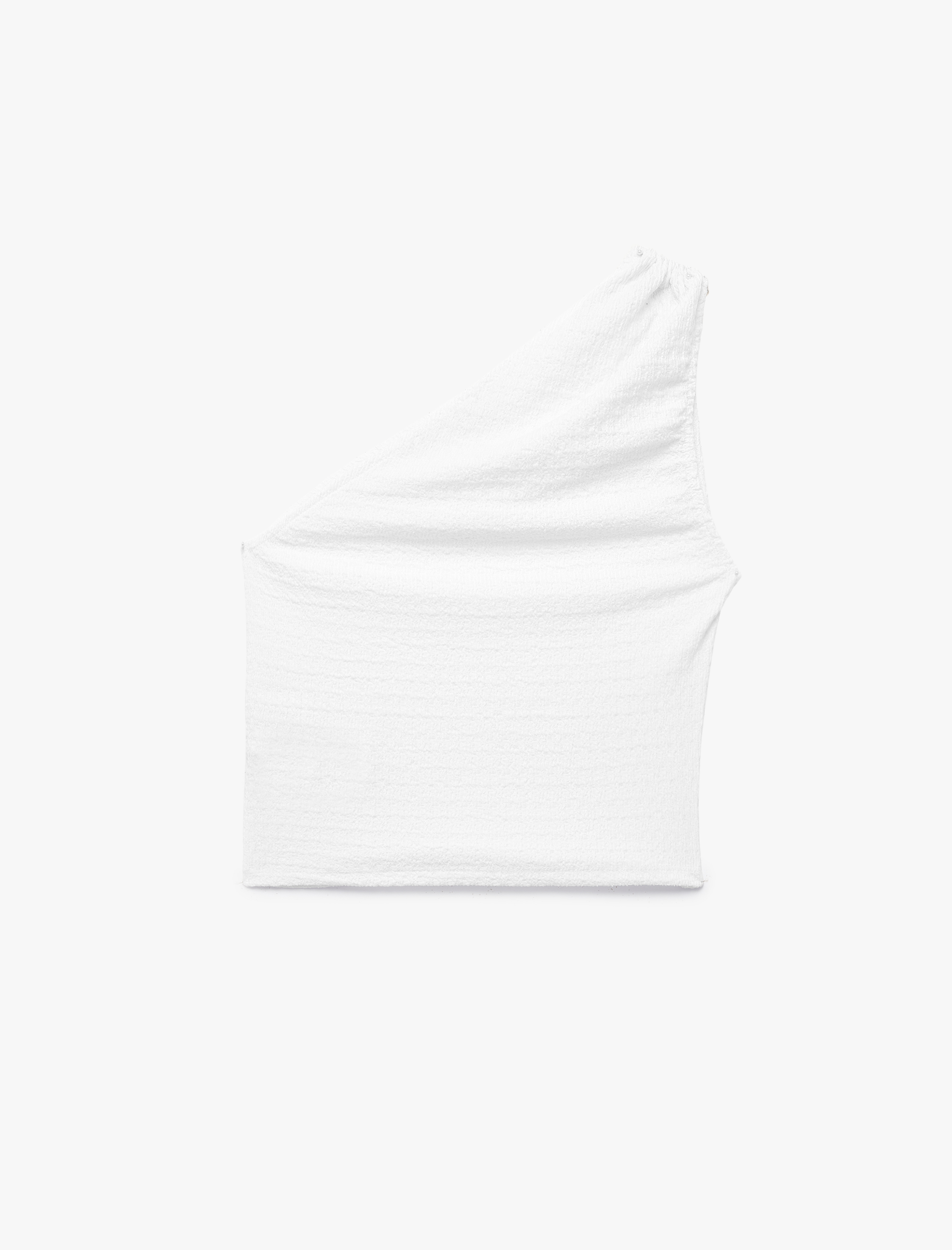   Bürümcük Kumaş Dokulu Slim Fit Metal Aksesuarlı Tek Omuz Bluz