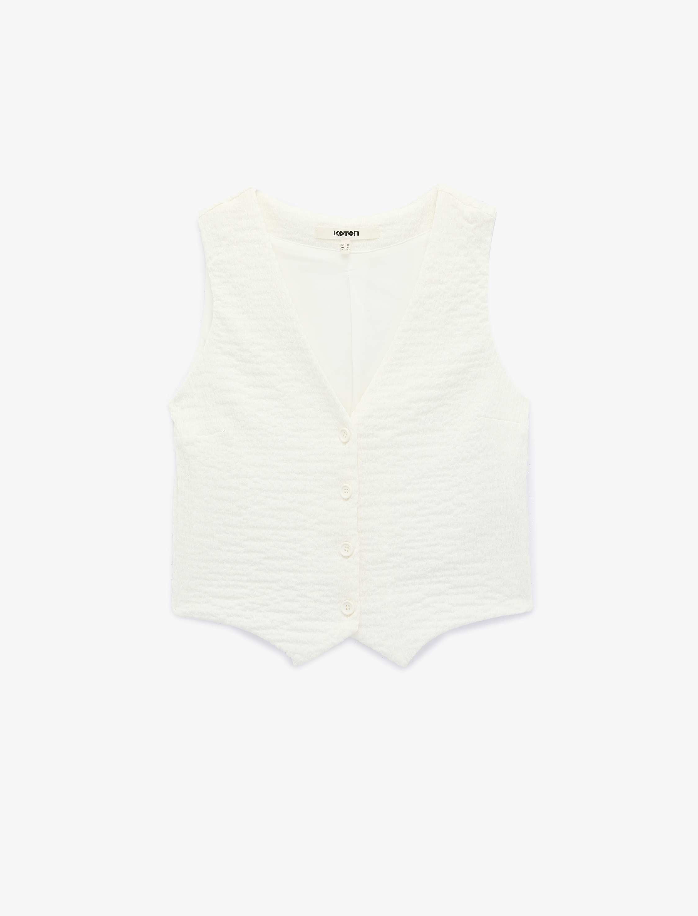   Bürümcük Kumaş Slim Fit V Yaka Düğmeli Yelek
