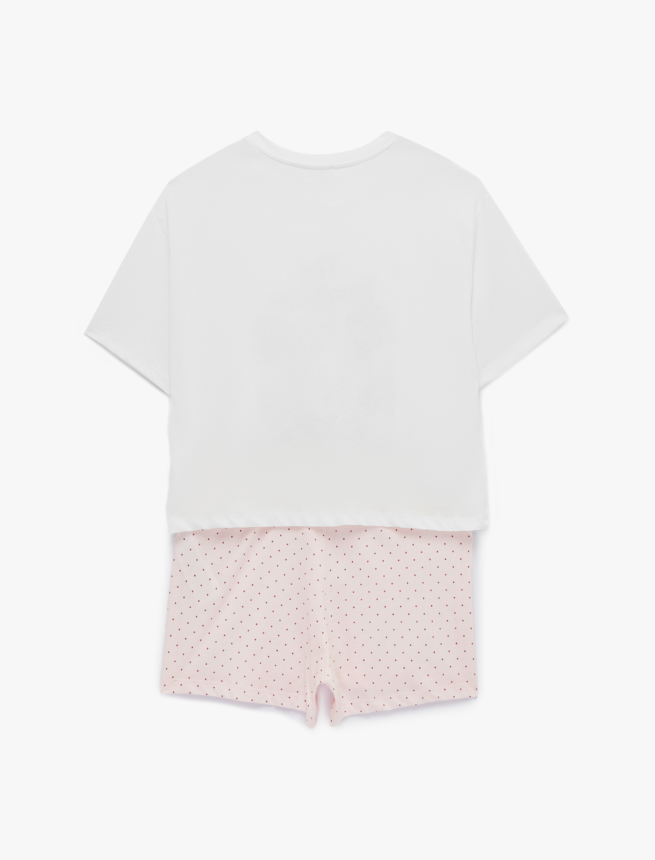   Pamuklu Bisiklet Yaka Kısa Kollu Rahat Kesim Baskılı Pijama Takımı