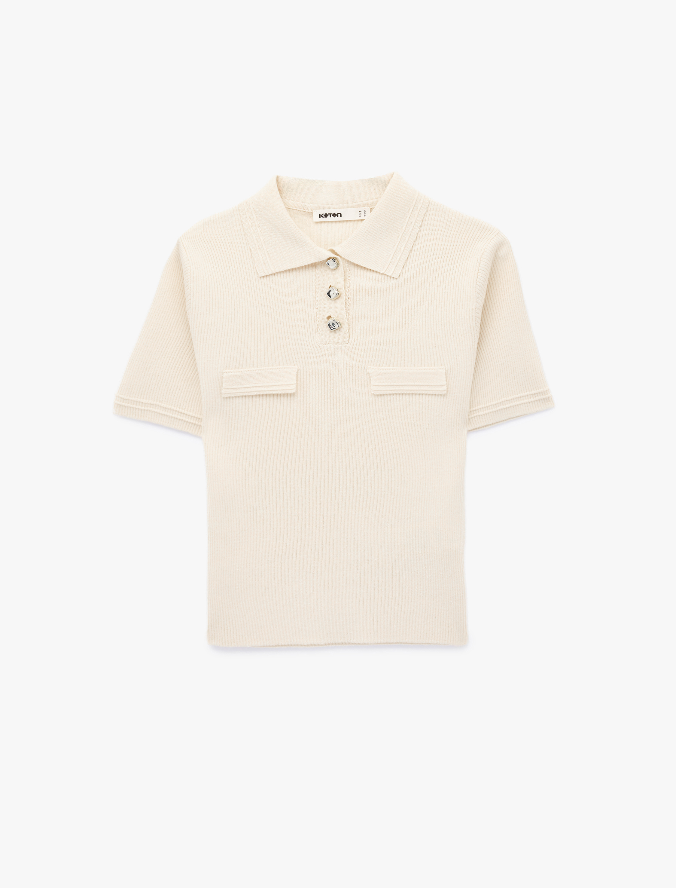   Slim Fit Yarım Düğme Detaylı Kısa Kollu Polo Yaka Triko Kazak