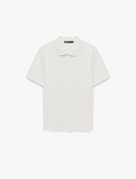 Regular Fit Kısa Kollu Düğmeli Polo Yaka Basic Tişört