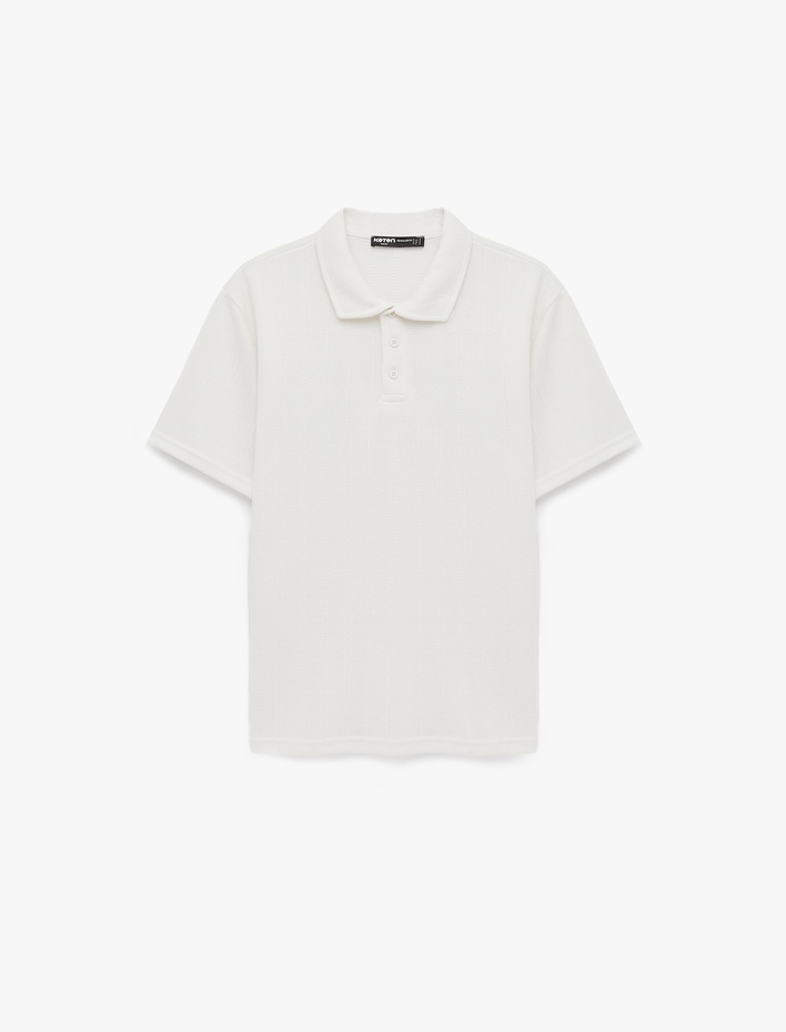  Regular Fit Kısa Kollu Düğmeli Polo Yaka Basic Tişört