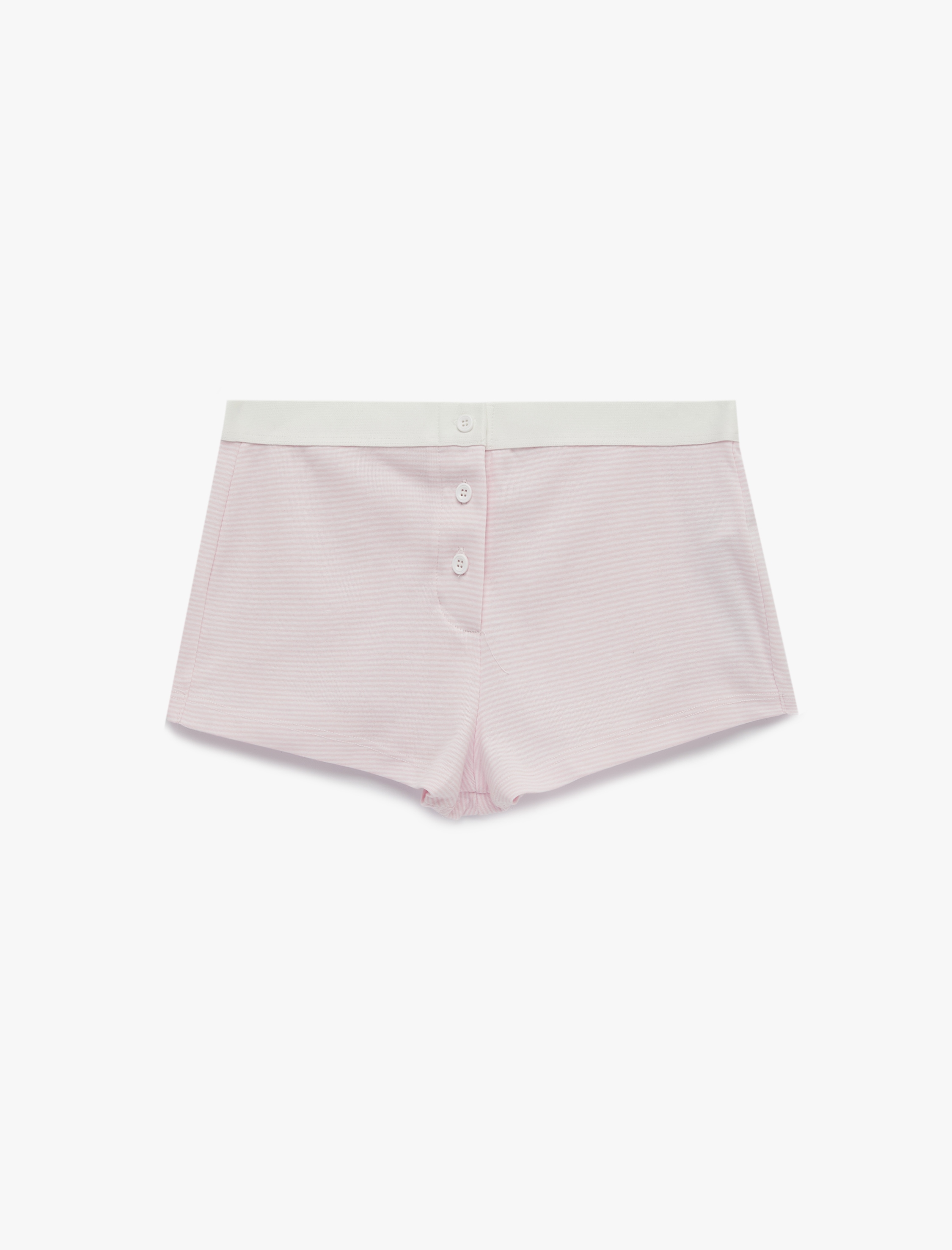   Beli Lastikli Düğme Detaylı Rahat Kesim Pamuklu Şort Pijama Altı