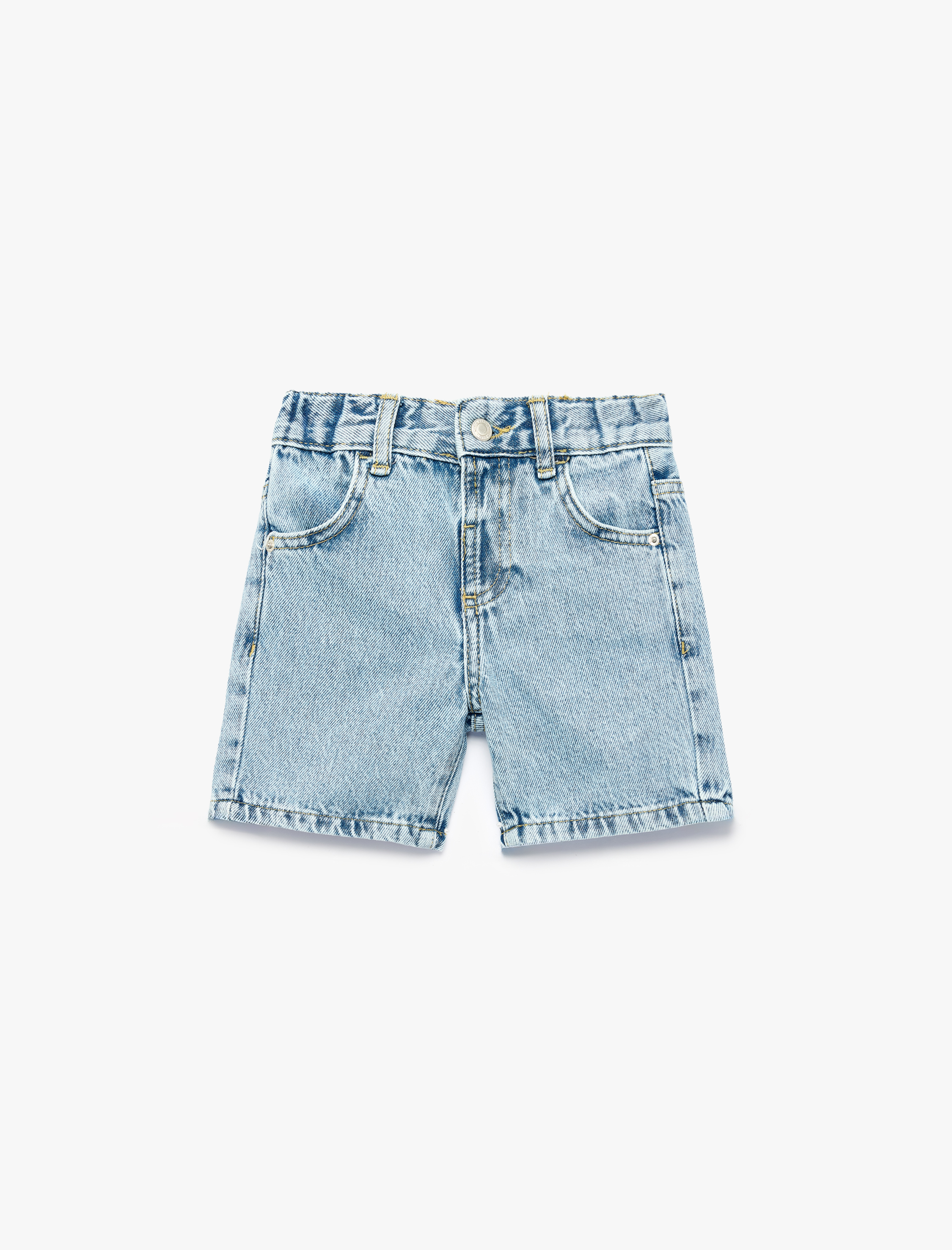  Erkek Bebek Pamuklu Düğmeli Cepli Denim Şort