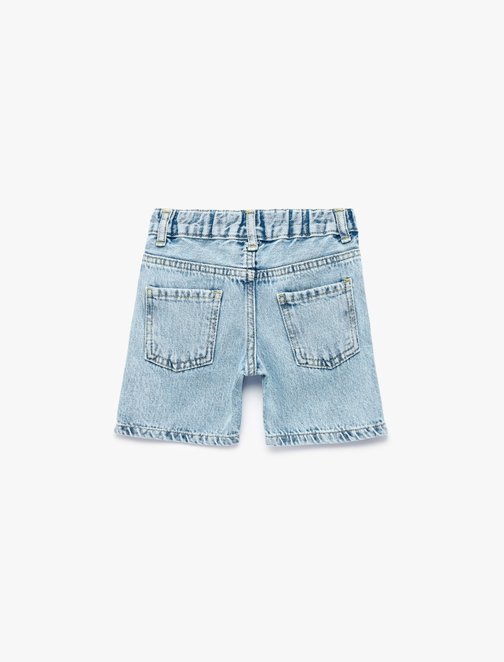 Erkek Bebek Pamuklu Düğmeli Cepli Denim Şort