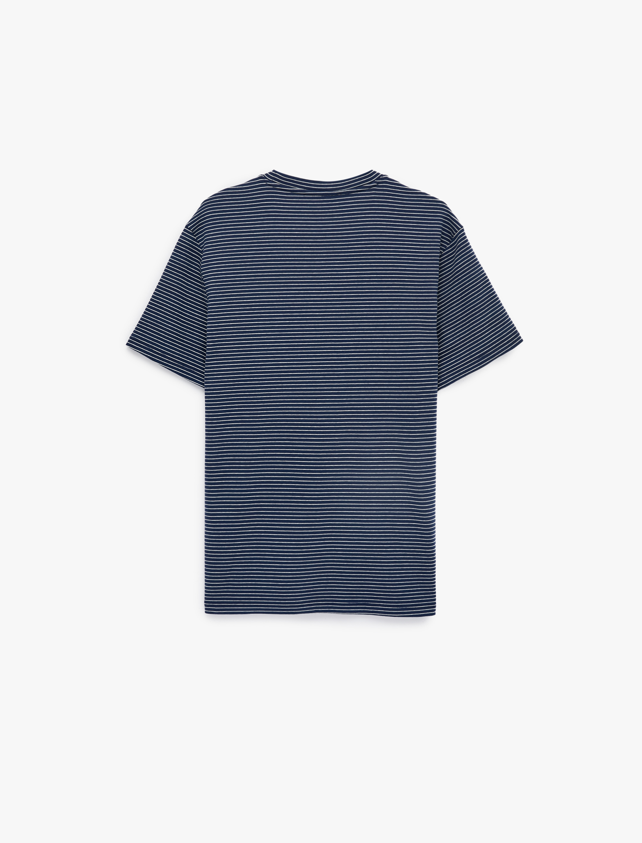   Pamuklu Kısa Kollu Bisiklet Yaka Çizgili Slim Fit Tişört