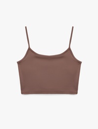 Slim Fit İnce Askılı Crop Spor Bluz