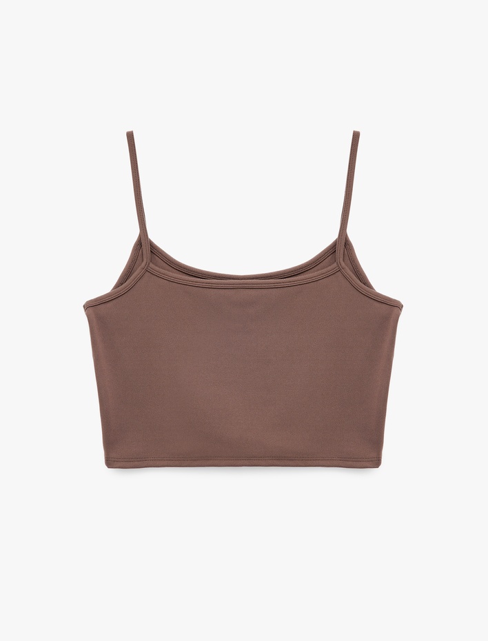  Slim Fit İnce Askılı Crop Spor Bluz