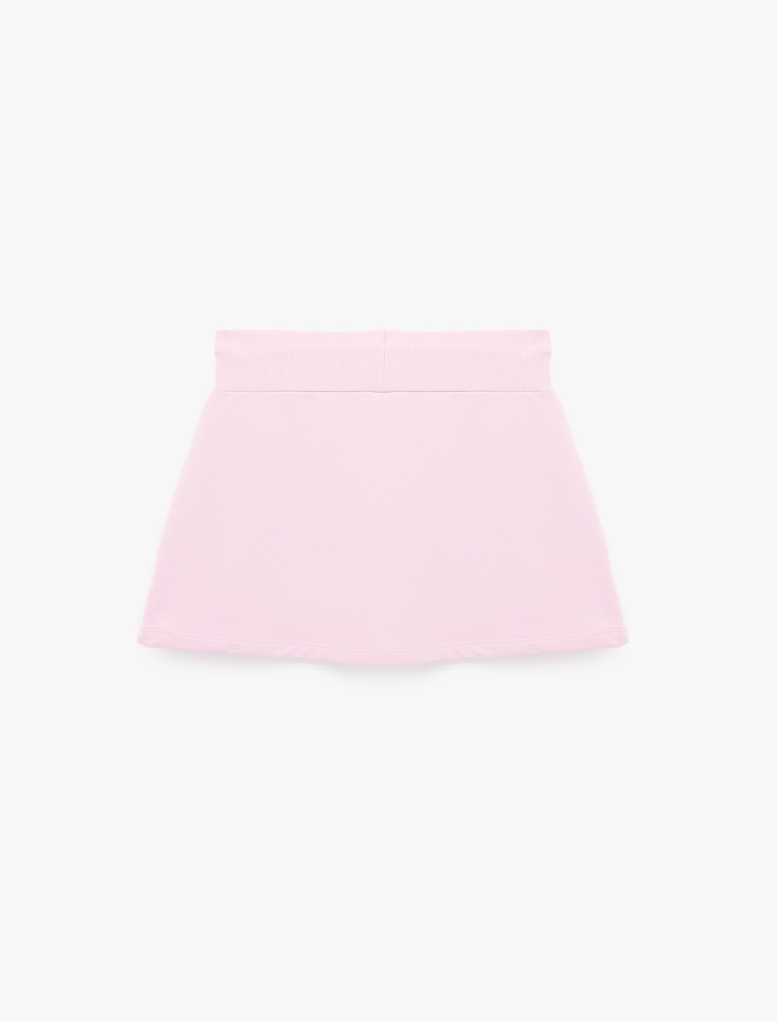  Beli Bağcıklı Slim Fit Nakışlı Mini Spor Şort Etek