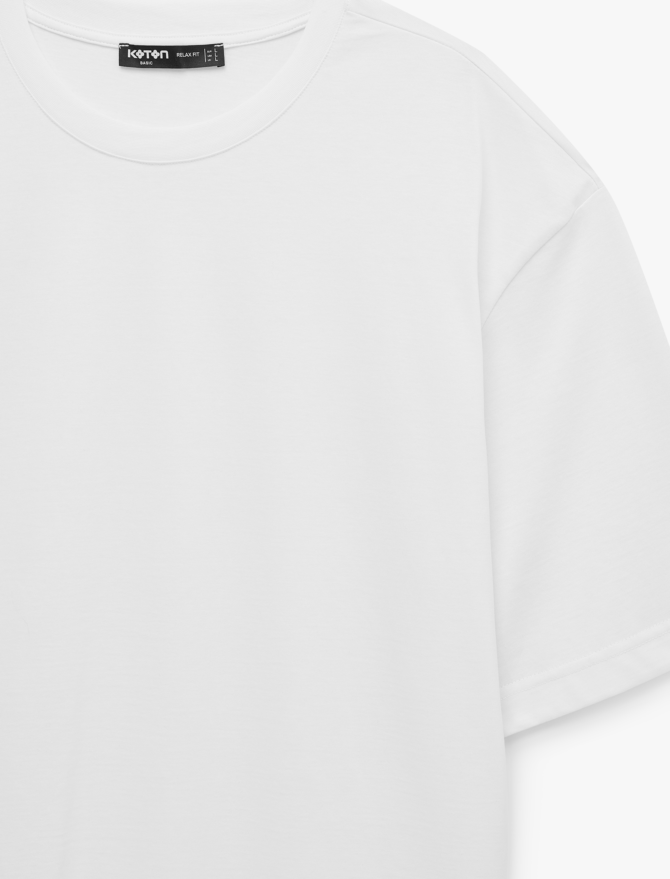   Pamuklu 3/4 Kollu Bisiklet Yaka Oversize Tişört
