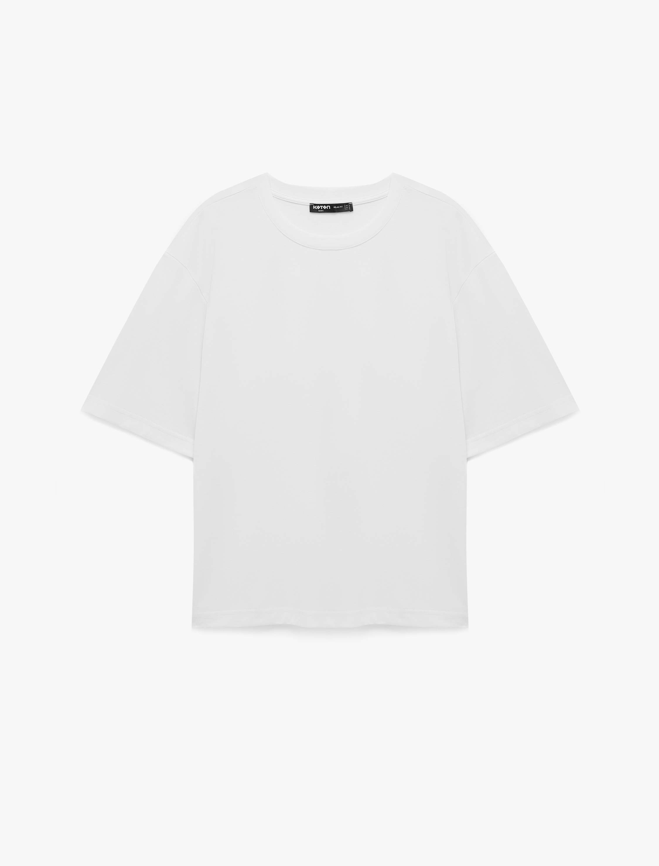  Pamuklu 3/4 Kollu Bisiklet Yaka Oversize Tişört