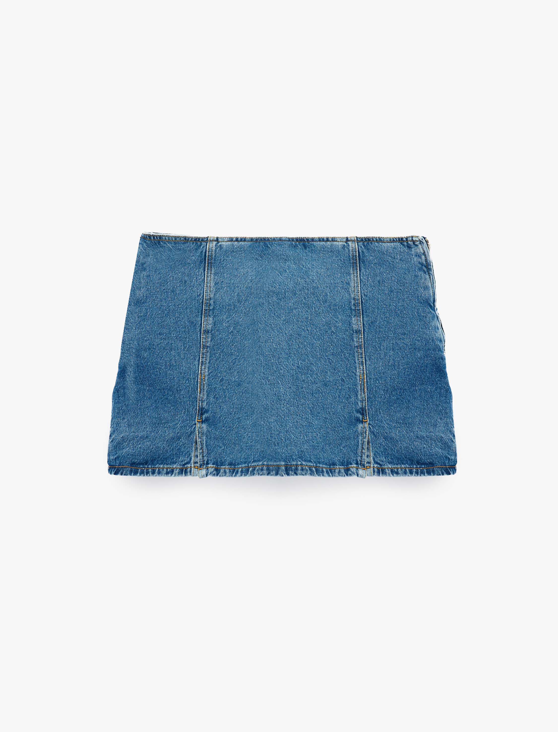   Yırtmaç Detaylı Pamuklu Mini Denim Şort Etek