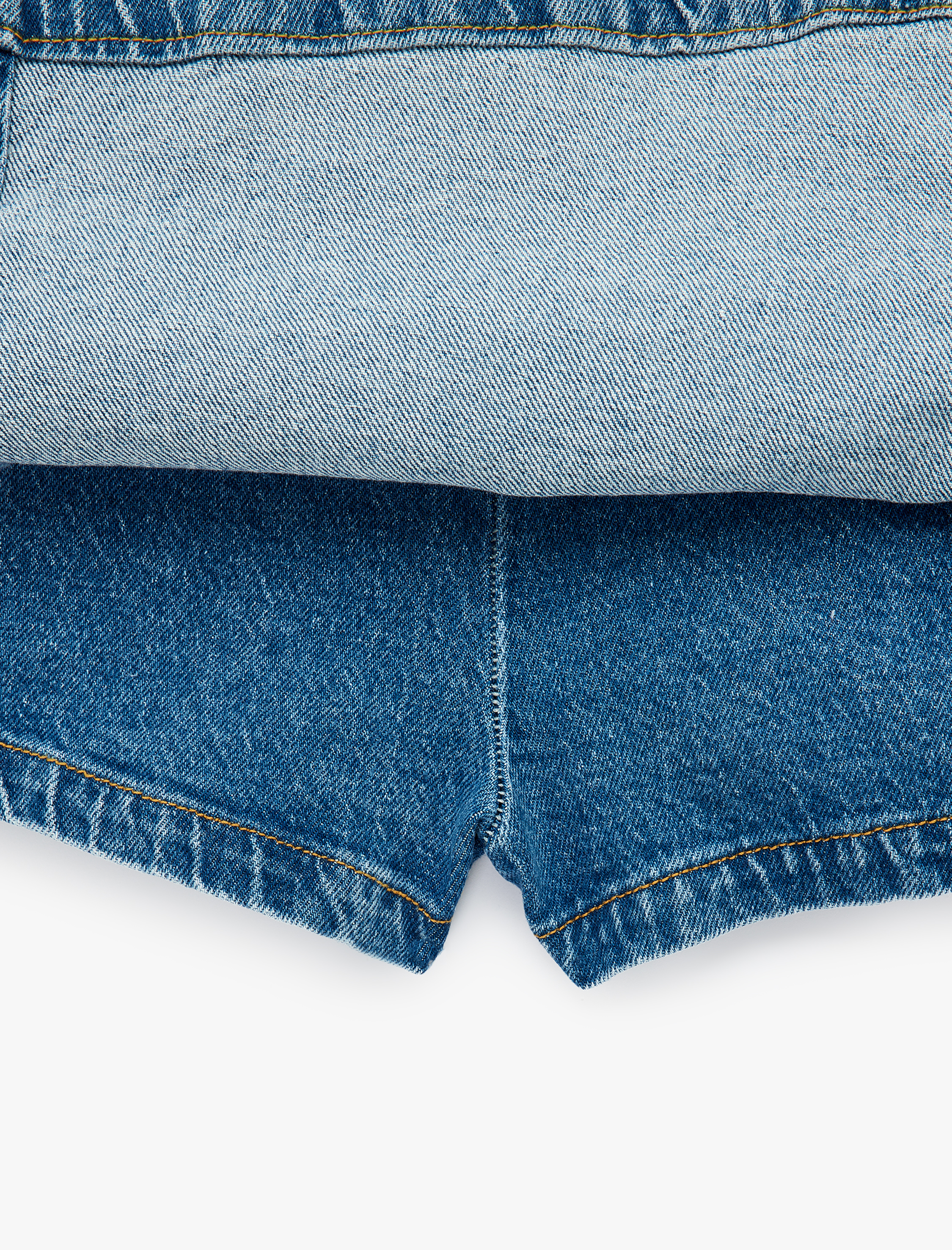   Yırtmaç Detaylı Pamuklu Mini Denim Şort Etek