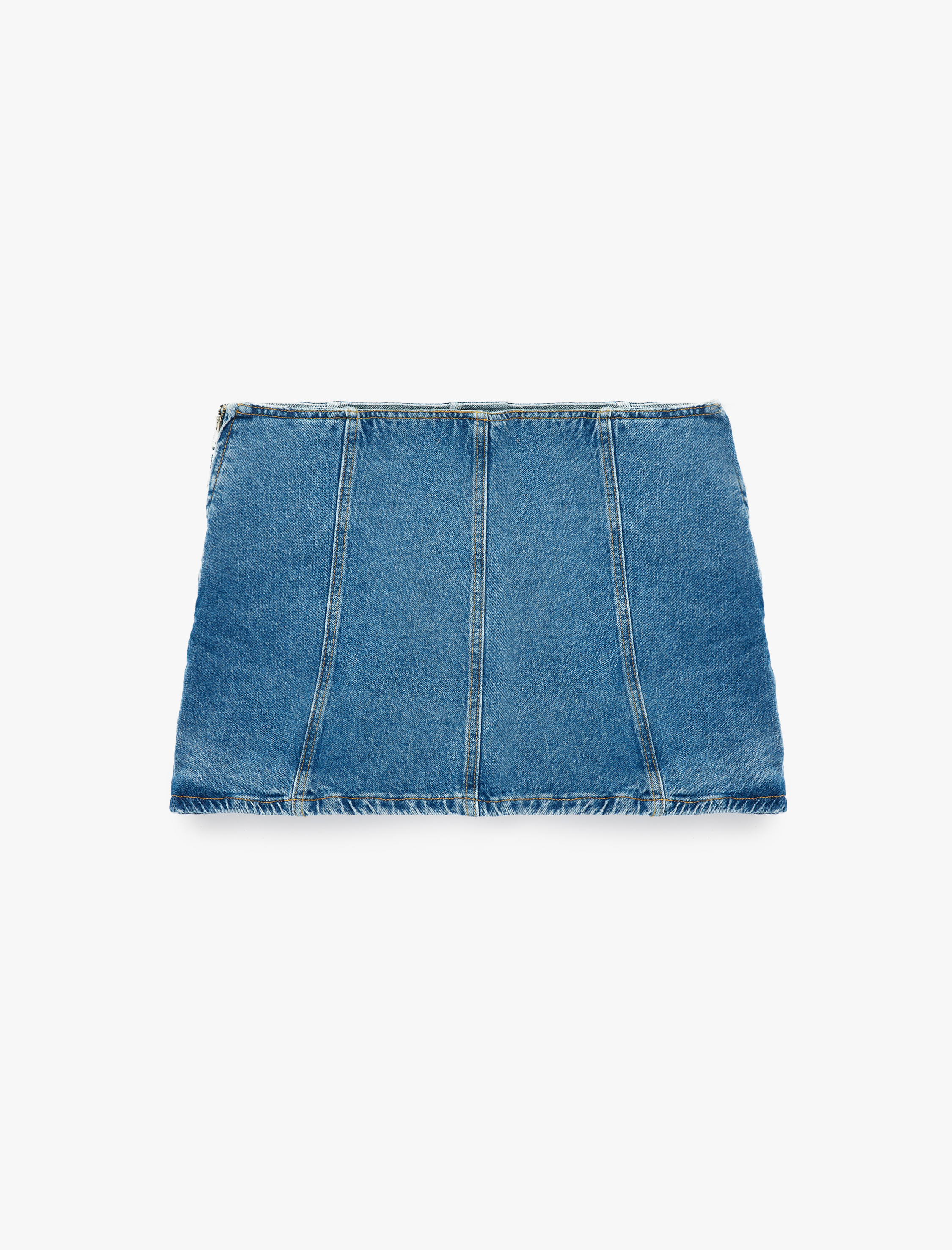   Yırtmaç Detaylı Pamuklu Mini Denim Şort Etek