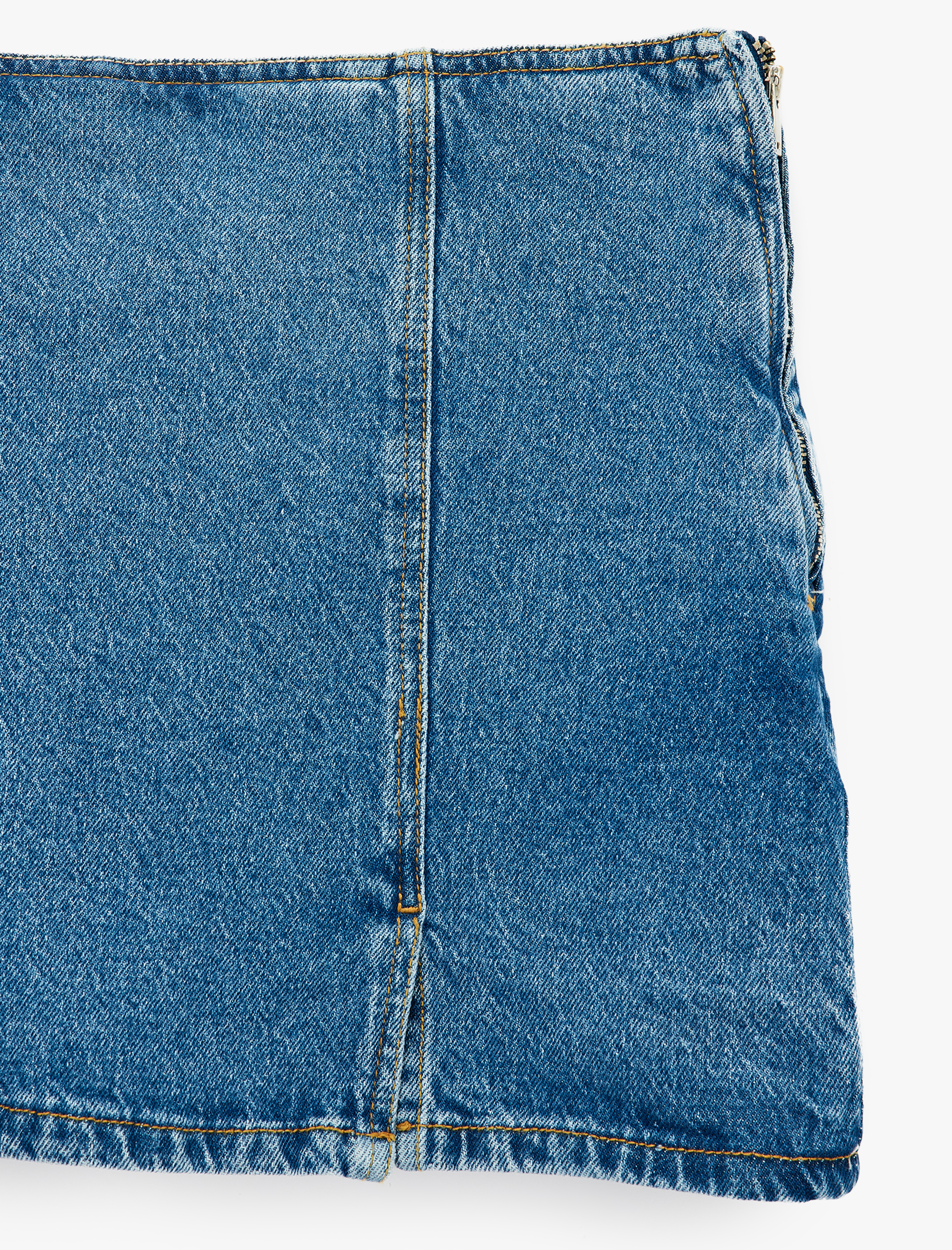   Yırtmaç Detaylı Pamuklu Mini Denim Şort Etek