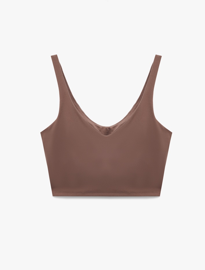  Kolsuz V Yaka Kaplı Slim Fit Sporcu Sütyeni