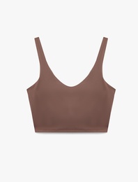 Kolsuz V Yaka Kaplı Slim Fit Sporcu Sütyeni