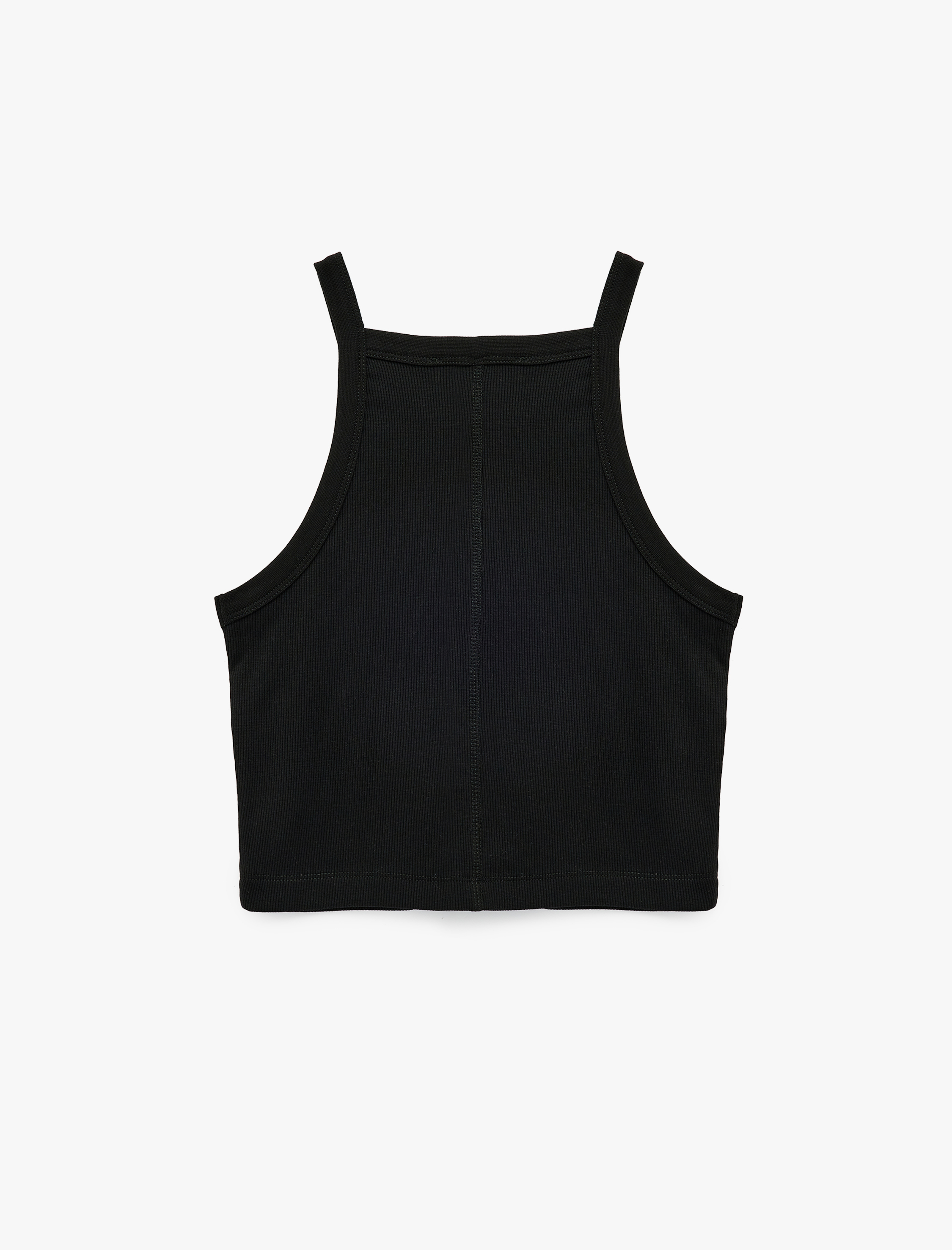   Pamuklu Ribanalı Slim Fit Kolsuz Halter Yaka Crop Top